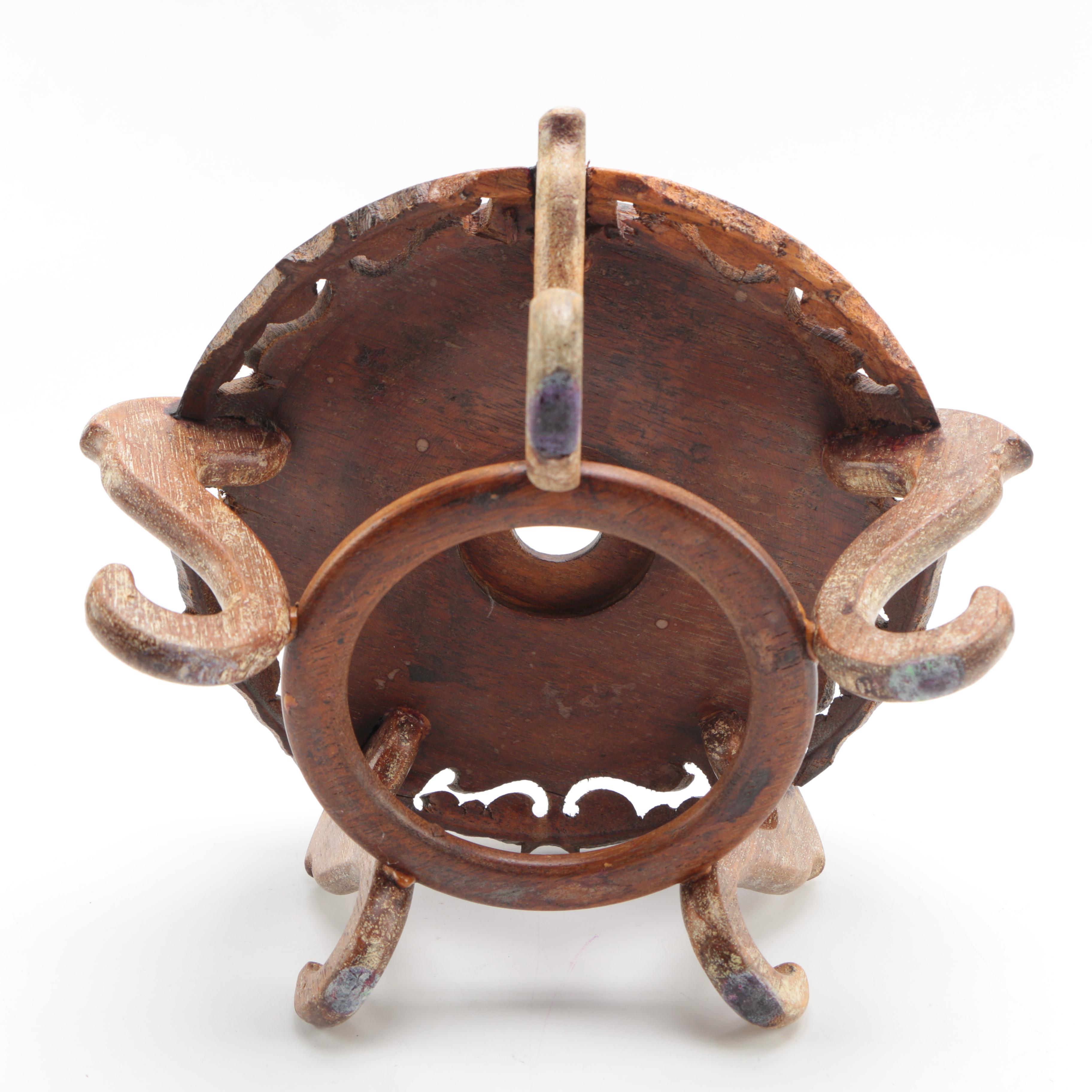 East Asian Urn Planter with Wooden Stand