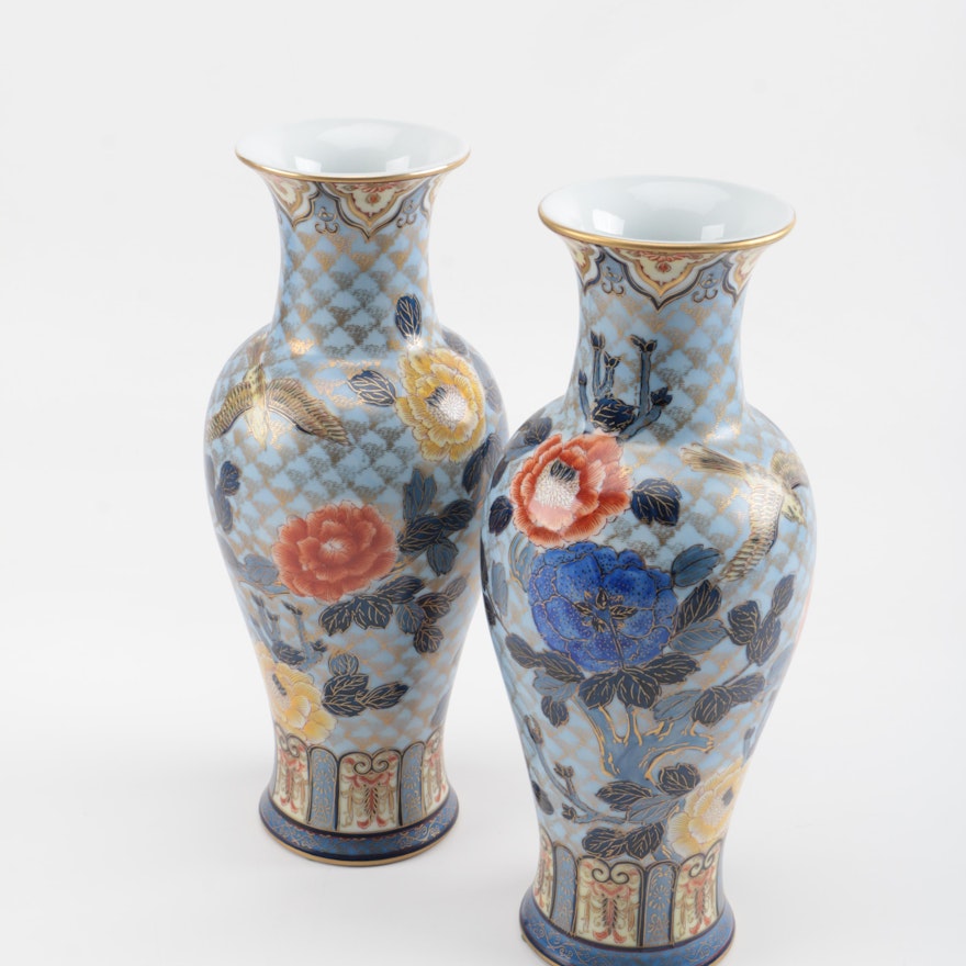 Pair of Hand Painted Japanese Vases