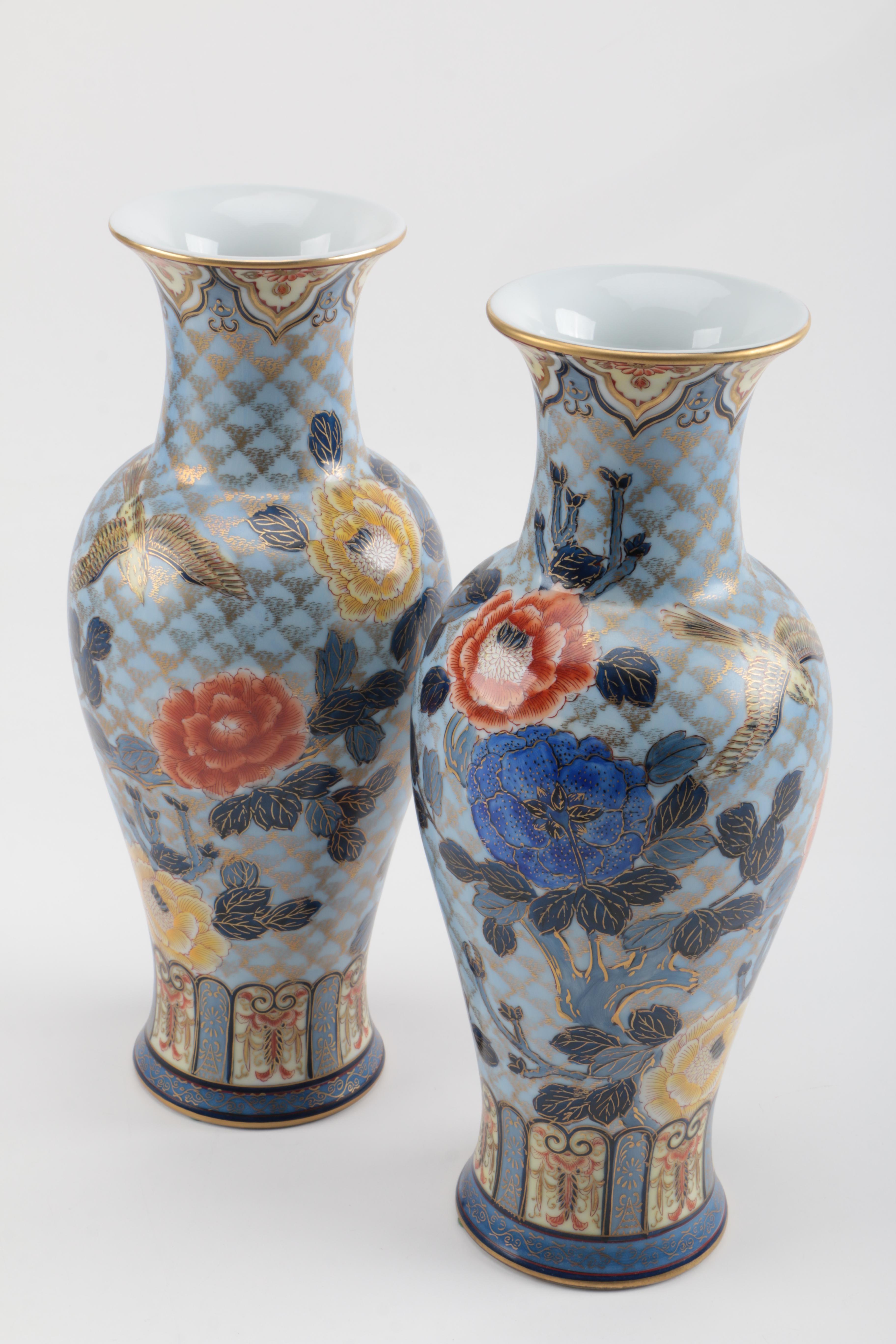 Pair of Hand Painted Japanese Vases