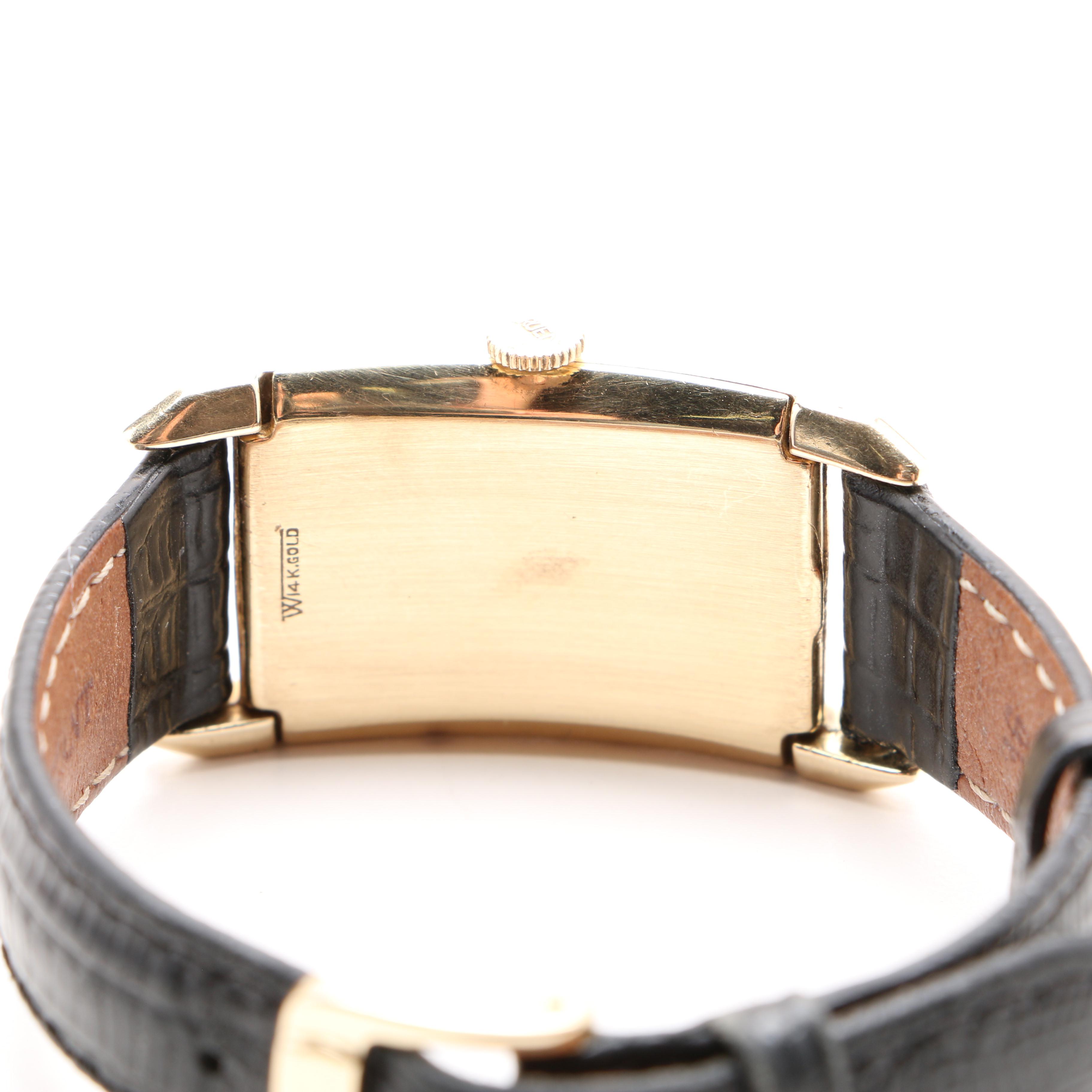 Vintage Gruen 14K Yellow Gold Curvex Precision Tank Watch