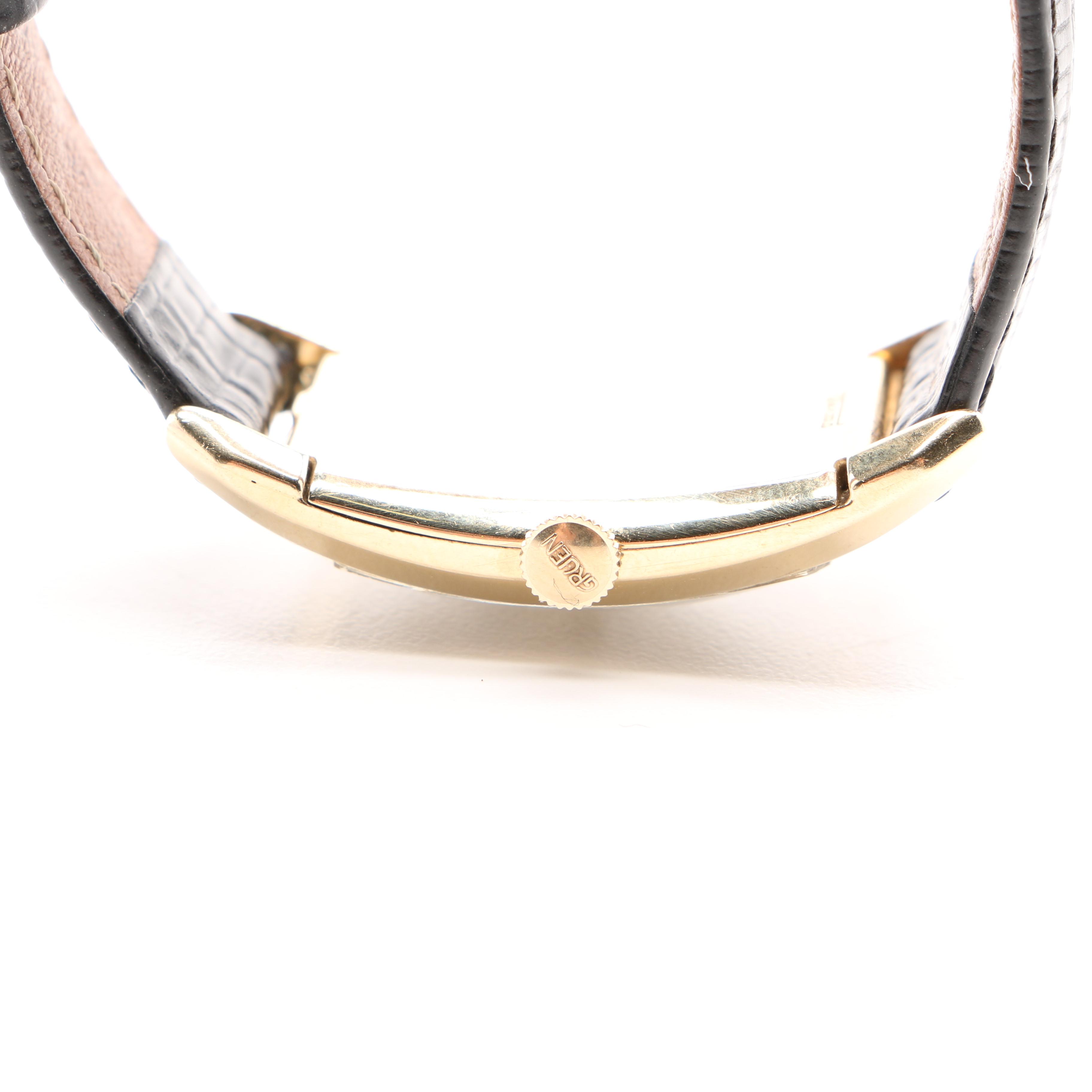 Vintage Gruen 14K Yellow Gold Curvex Precision Tank Watch