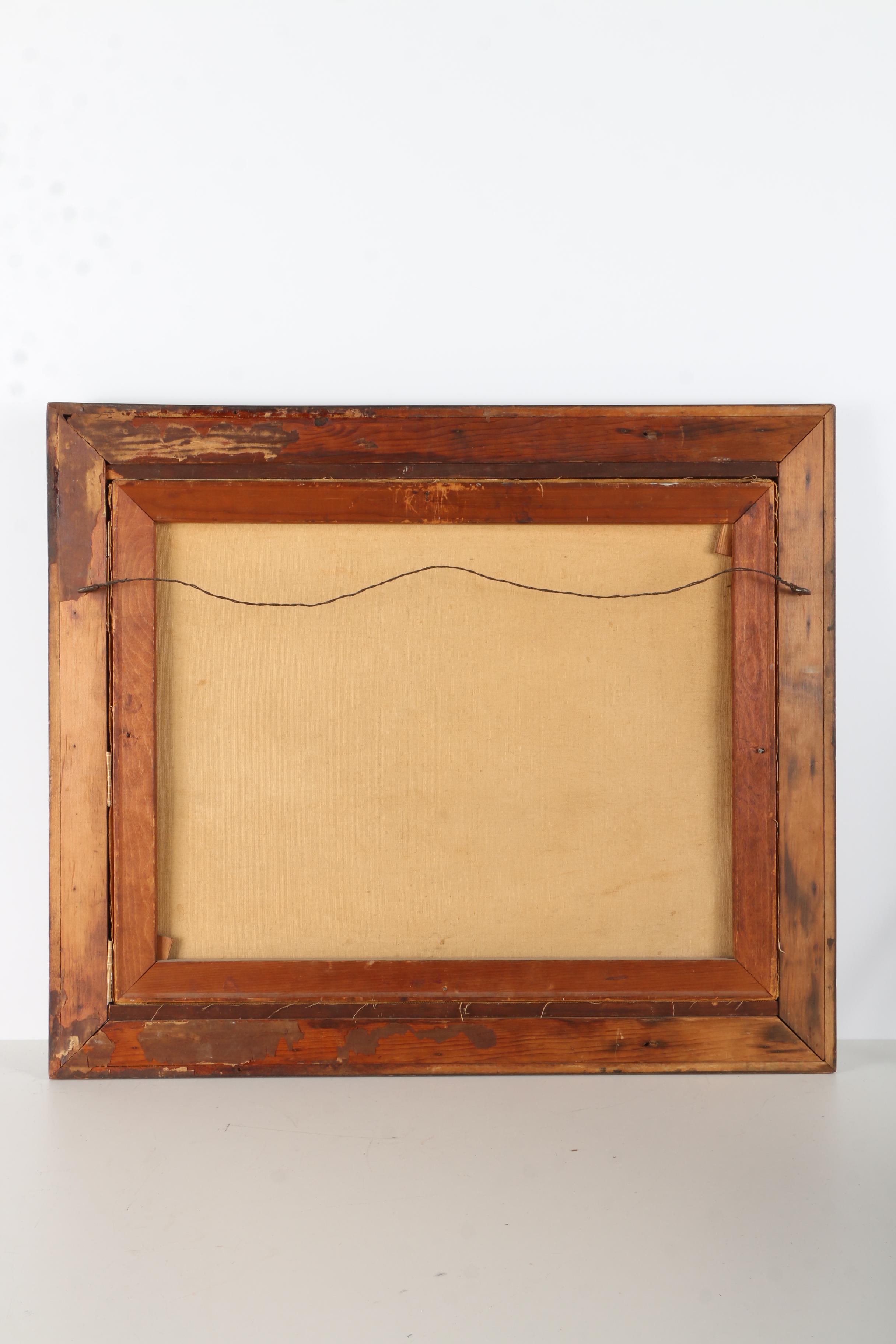 August Allemow 1939 Oil Painting on Canvas of Clipper Ship at Sunset