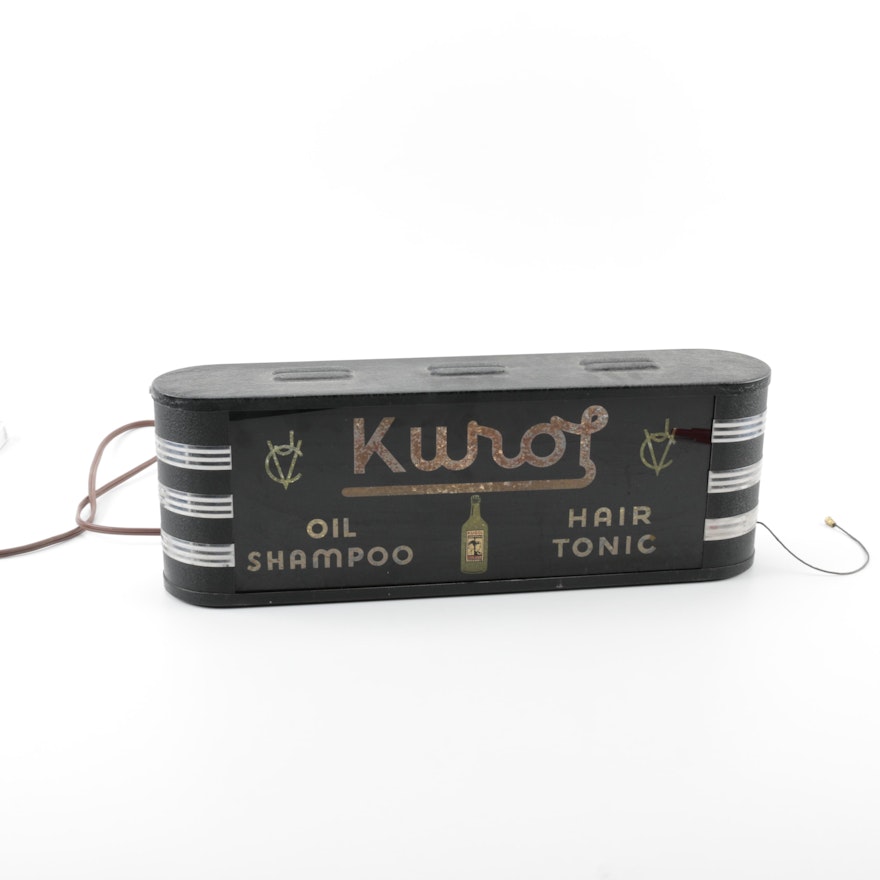 Vintage Kurol Oil Shampoo Light-Up Sign