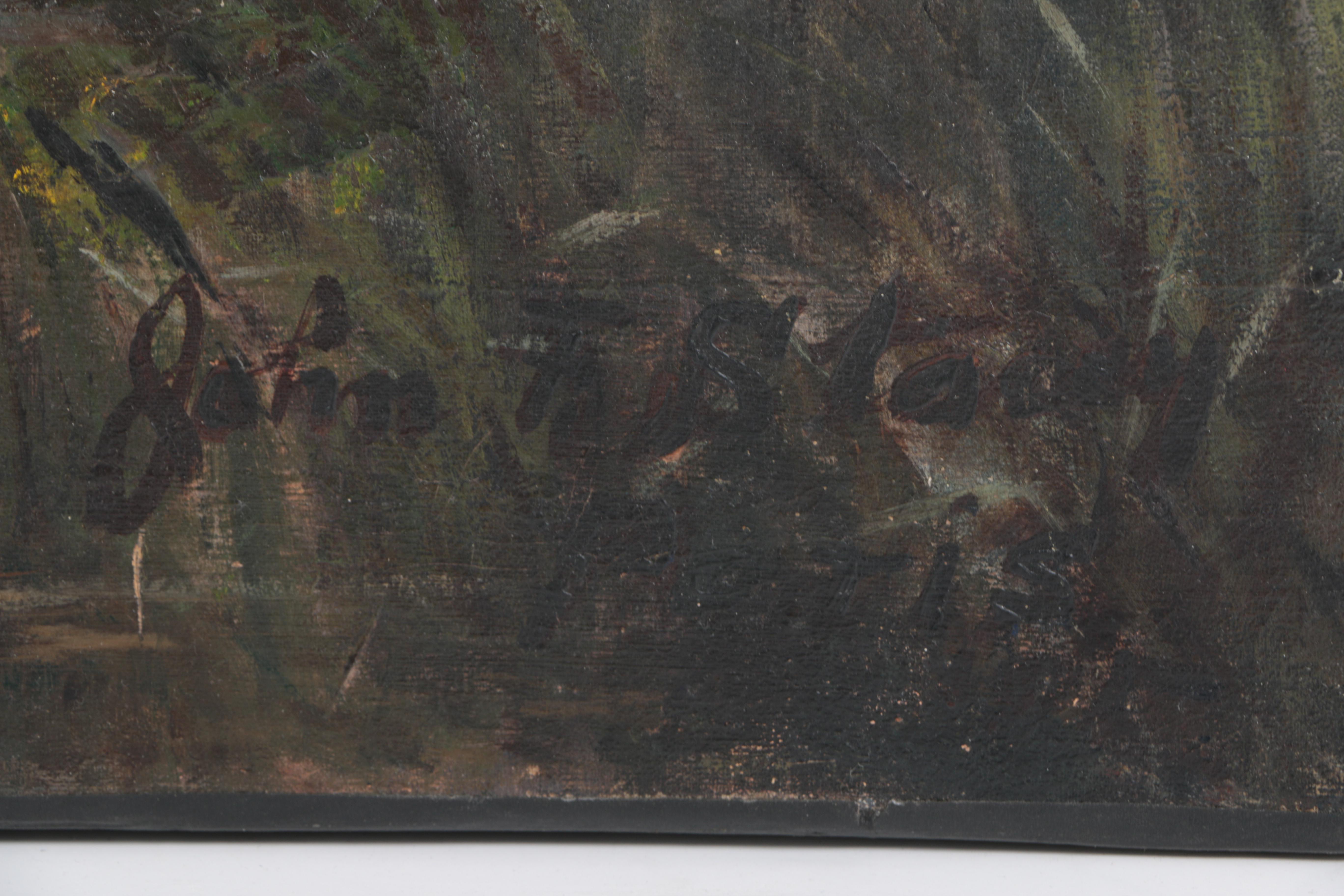 John Franklin Stacey Oil Painting on Board of Farm Landscape