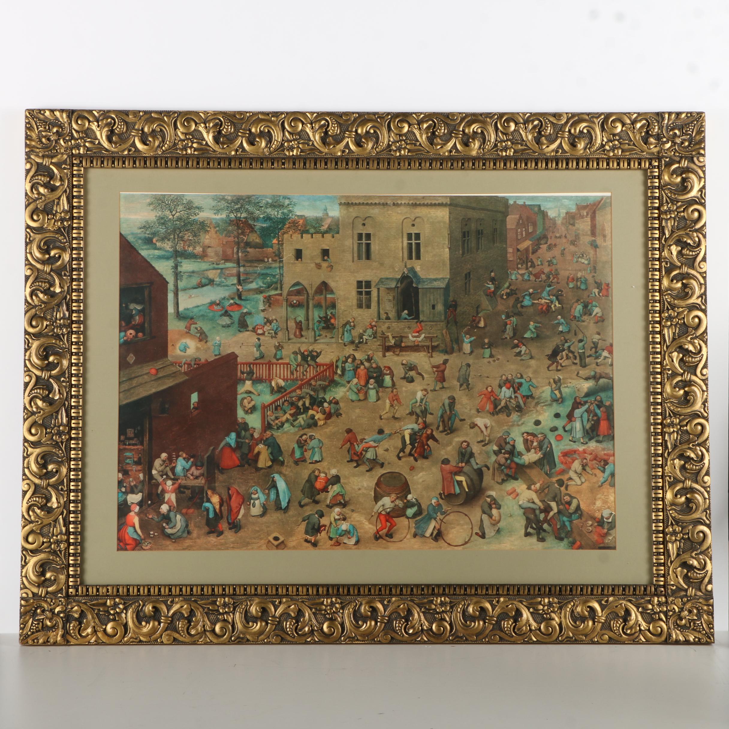 Reproduction Print After Pieter Bruegel the Elder's "Children's Games"
