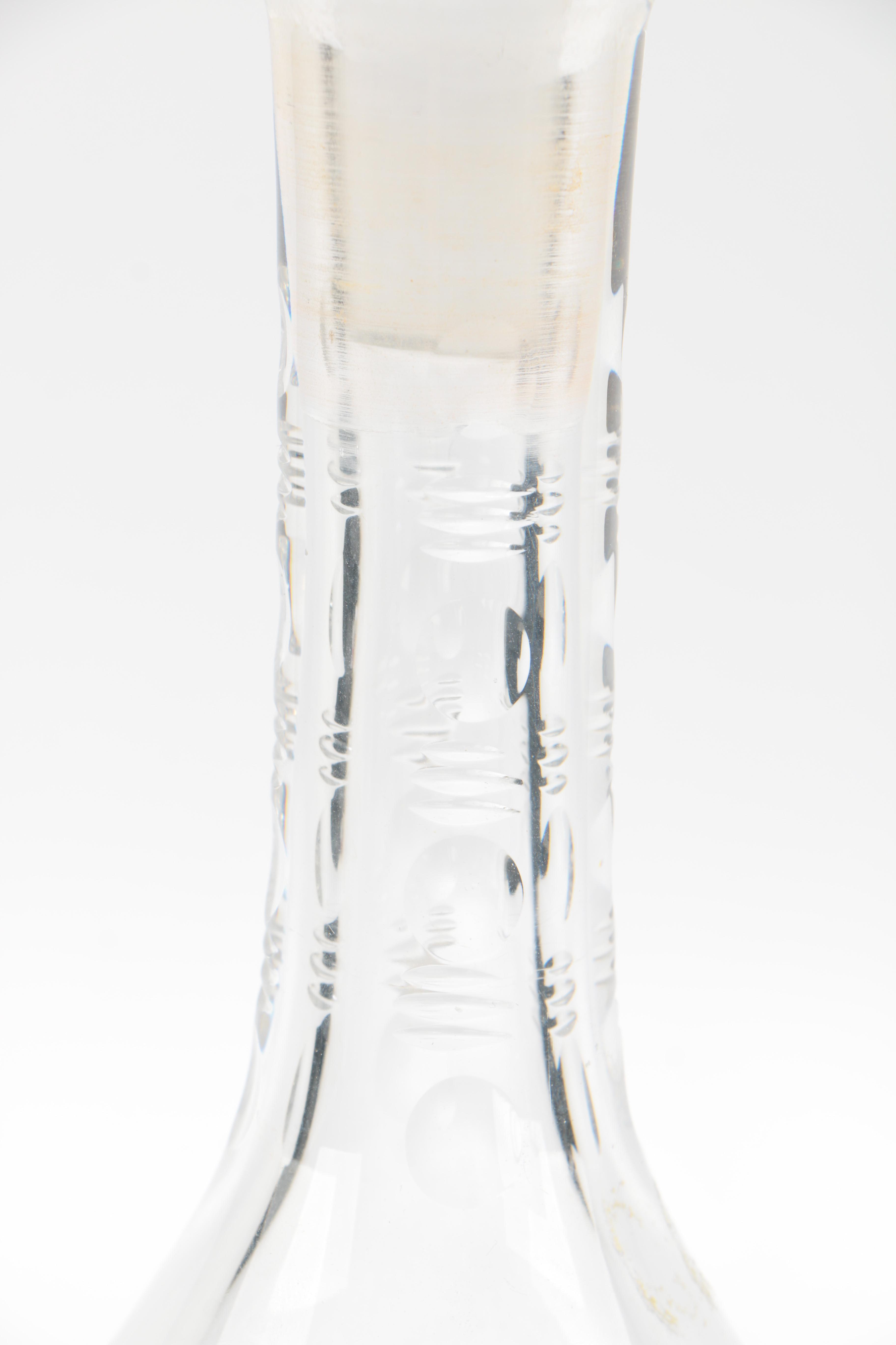 Vintage Glass Decanter With Etched Pattern