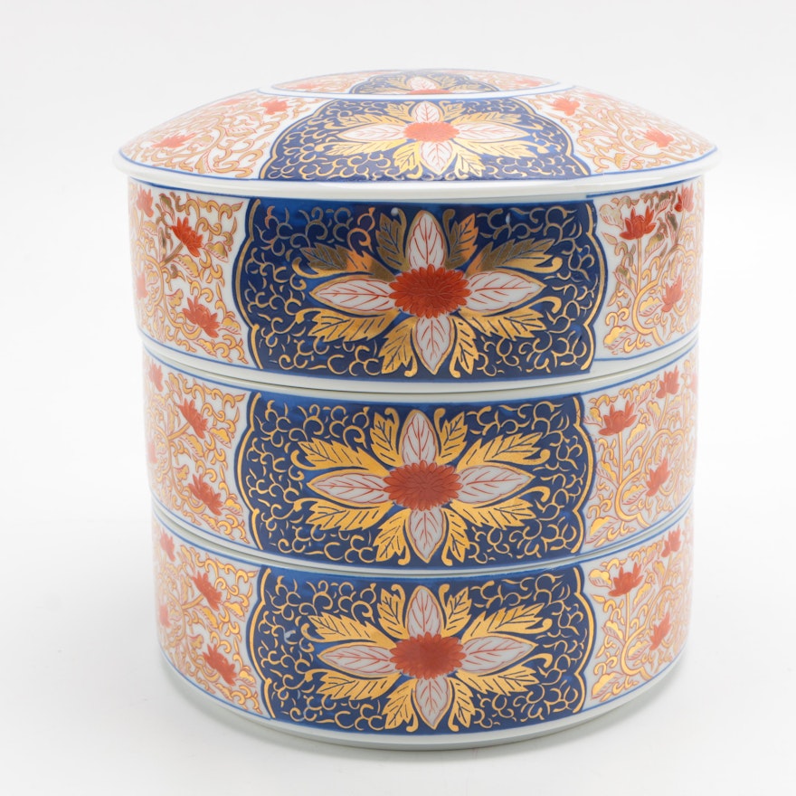 Japanese Imari Style Stacking Porcelain Boxes