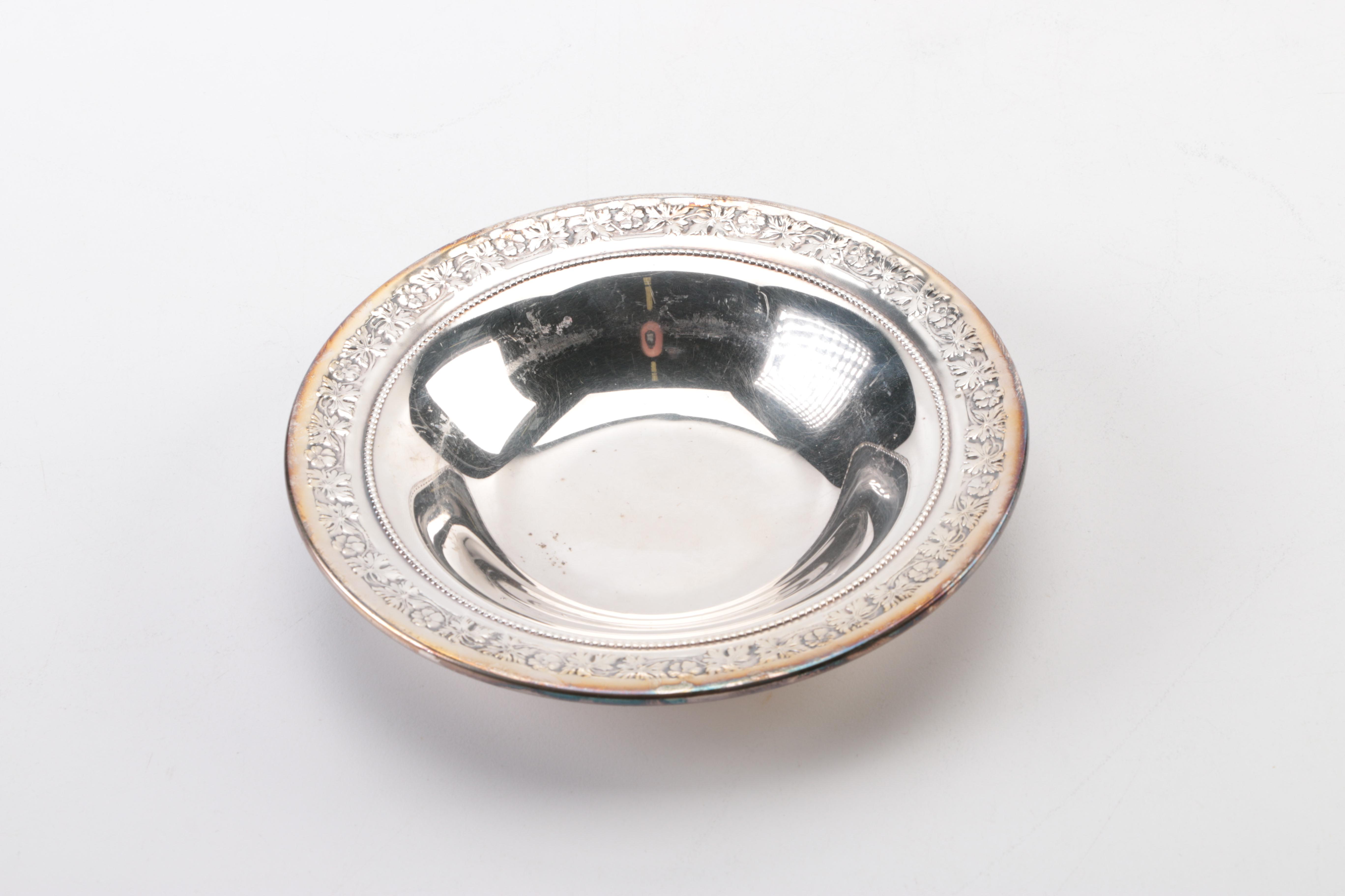 Assortment of Silver Plate Trays, Bowls, and Candle Holders Featuring Gorham