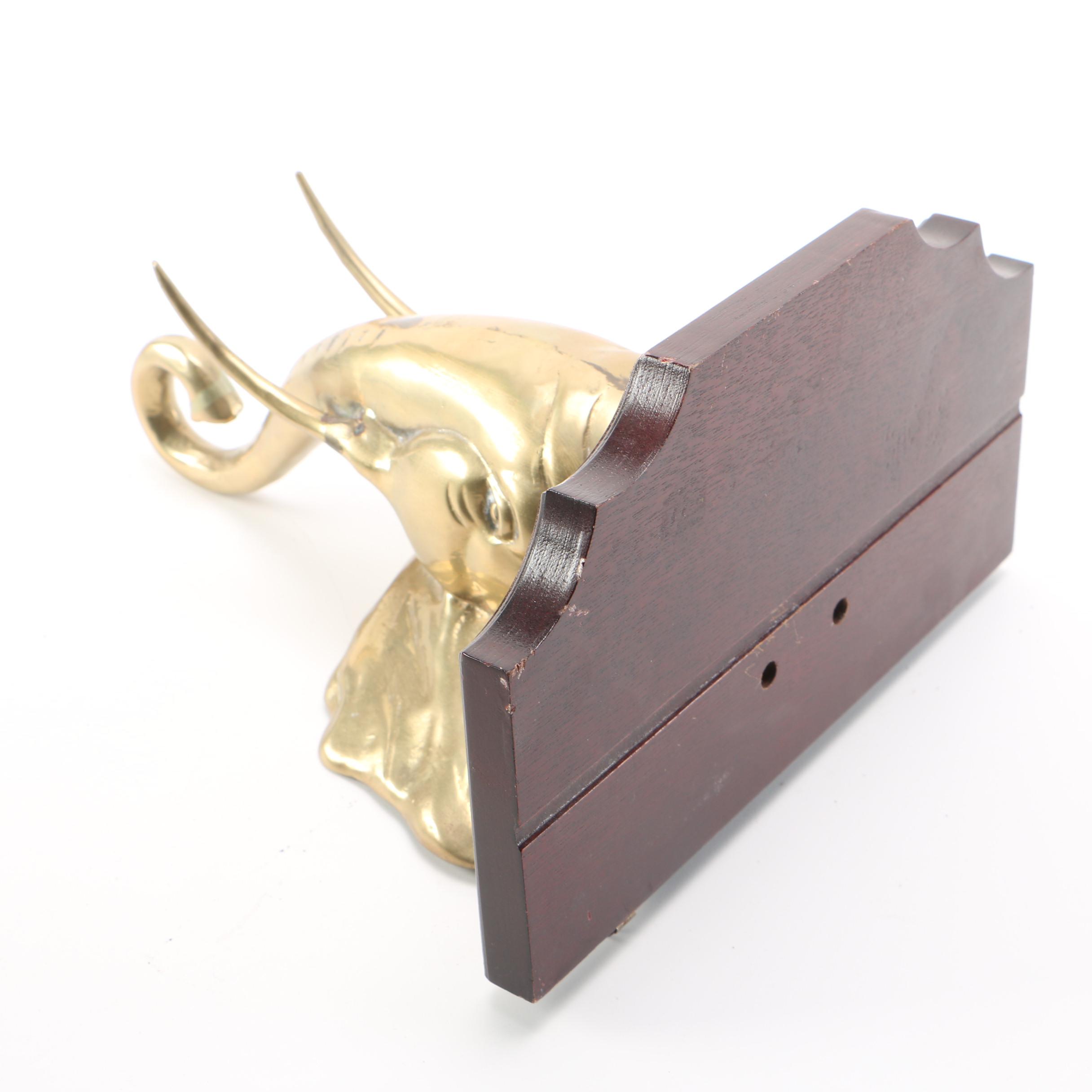 Brass Elephant Wall Shelf