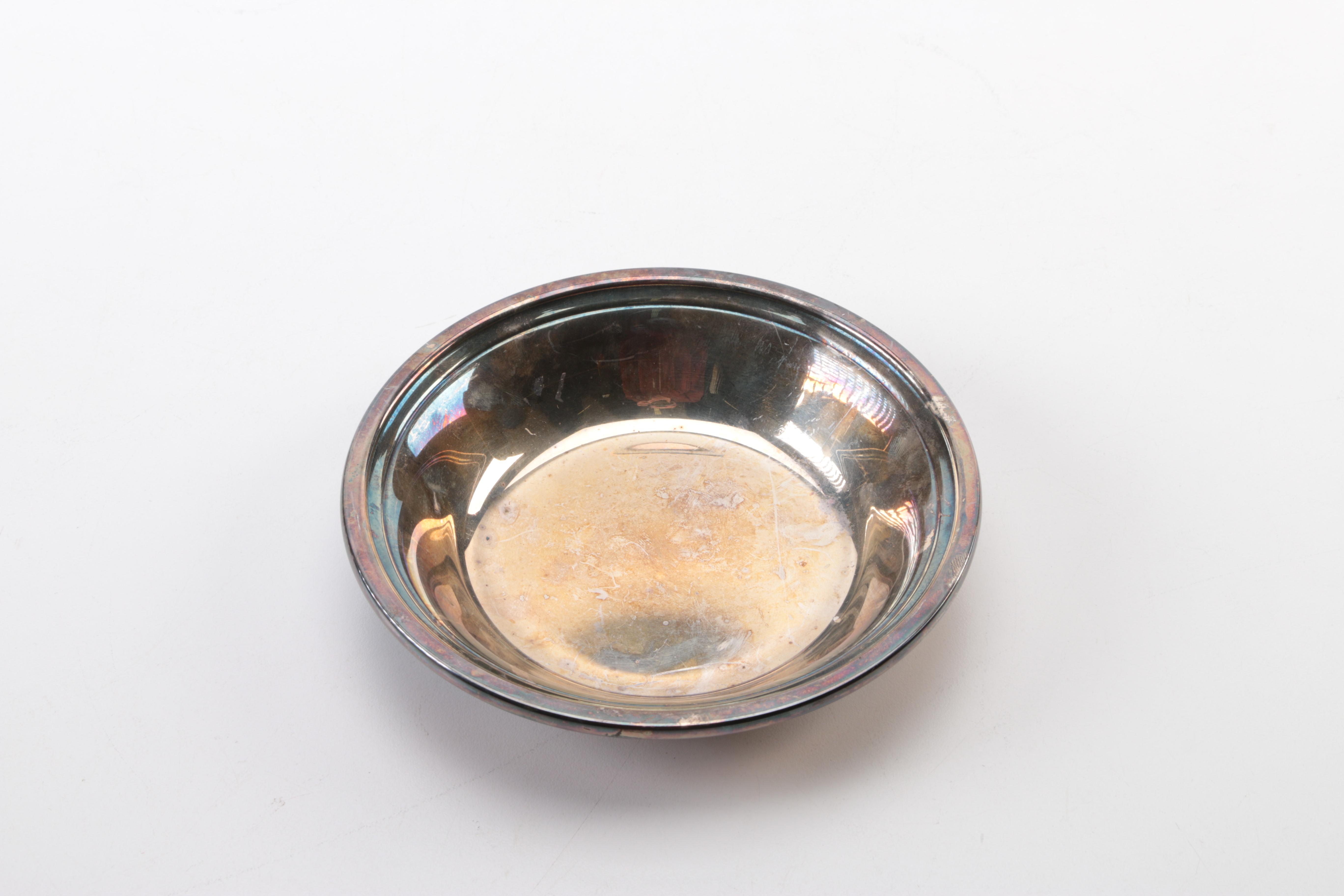 Assortment of Silver Plate Trays, Bowls, and Candle Holders Featuring Gorham