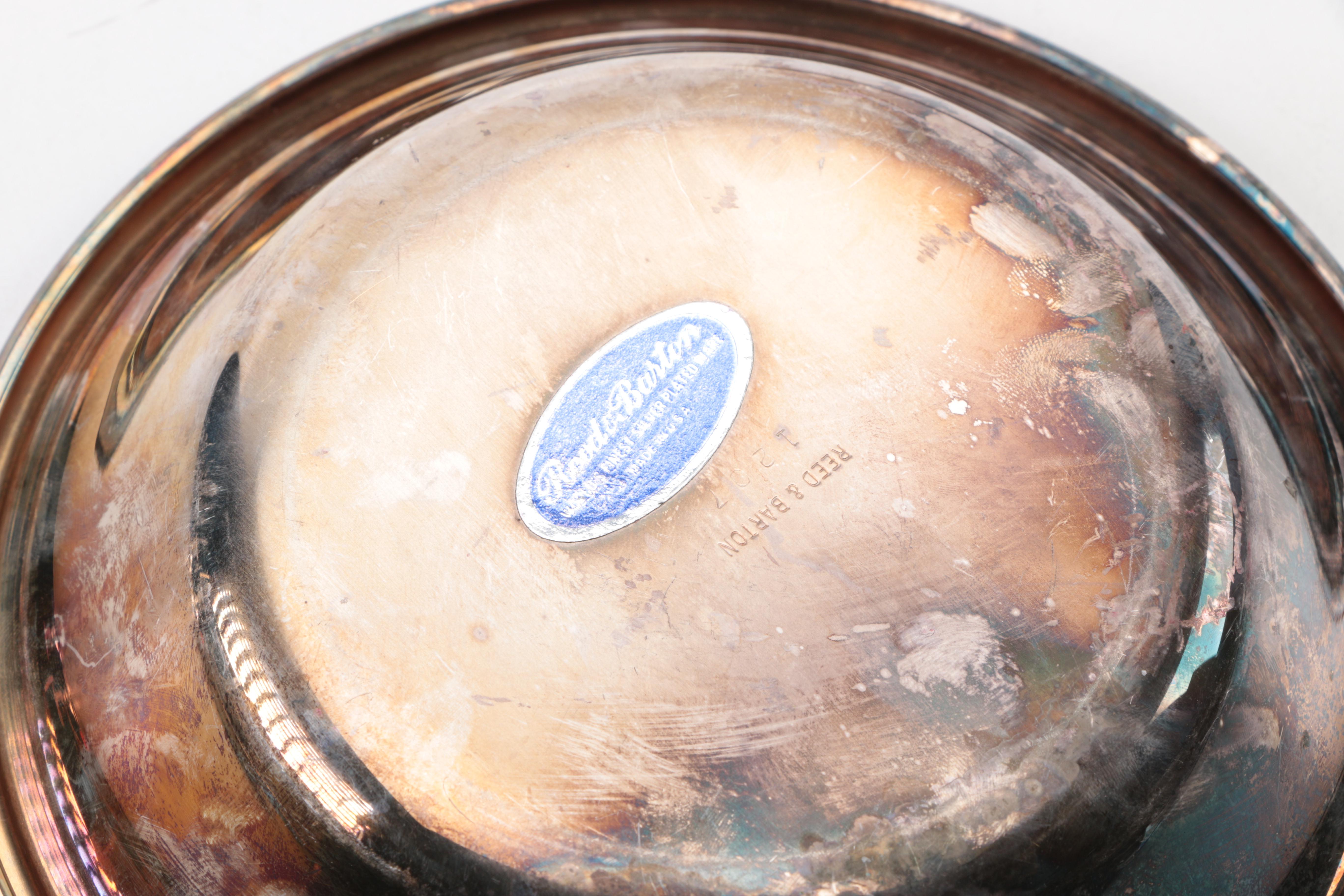 Assortment of Silver Plate Trays, Bowls, and Candle Holders Featuring Gorham