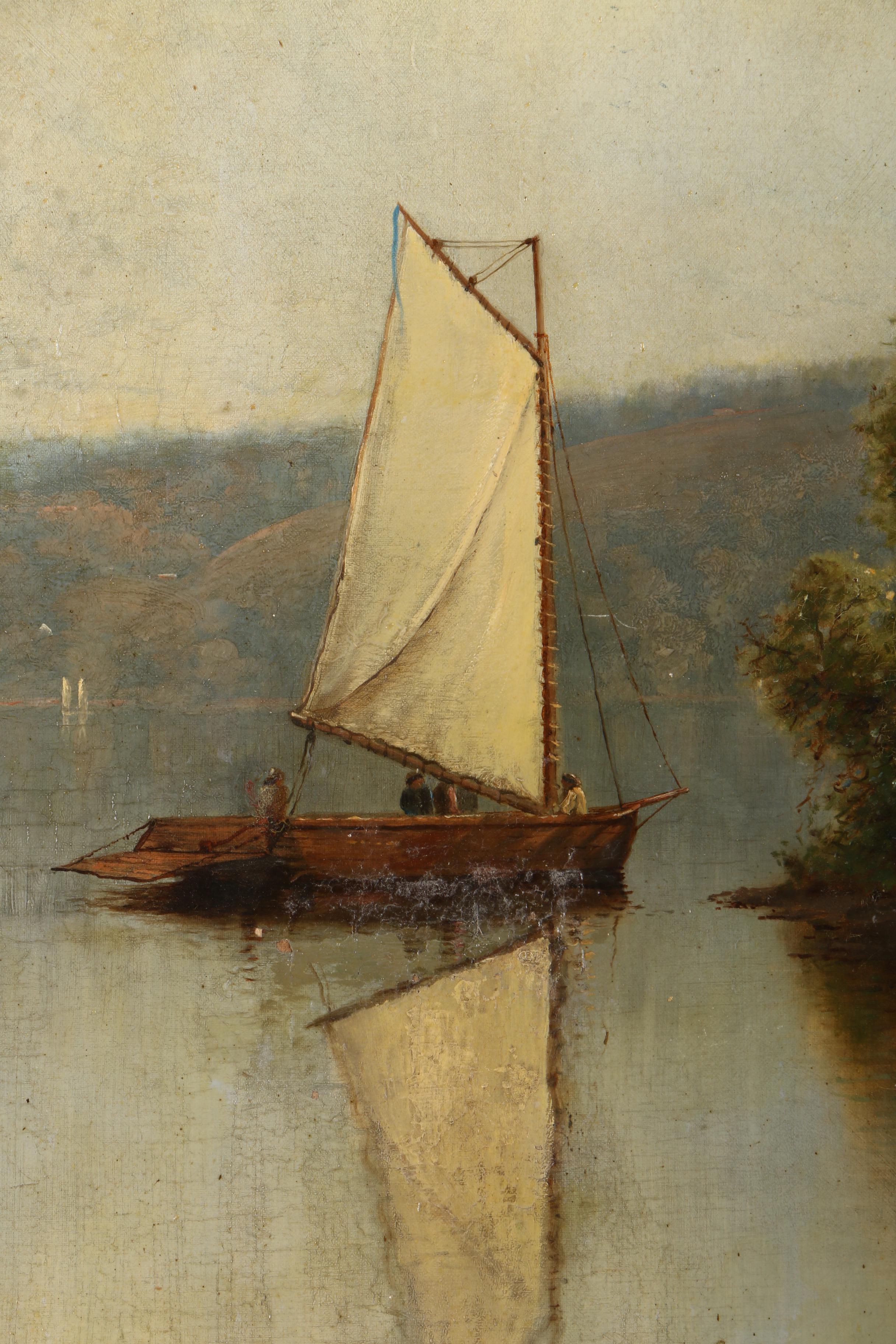 Harry J. Sunter Oil Painting on Canvas of Sailboat