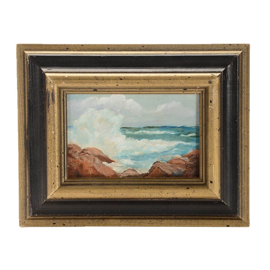 Frank Harmon Myers Original Oil Painting on Board "Pounding Surf"