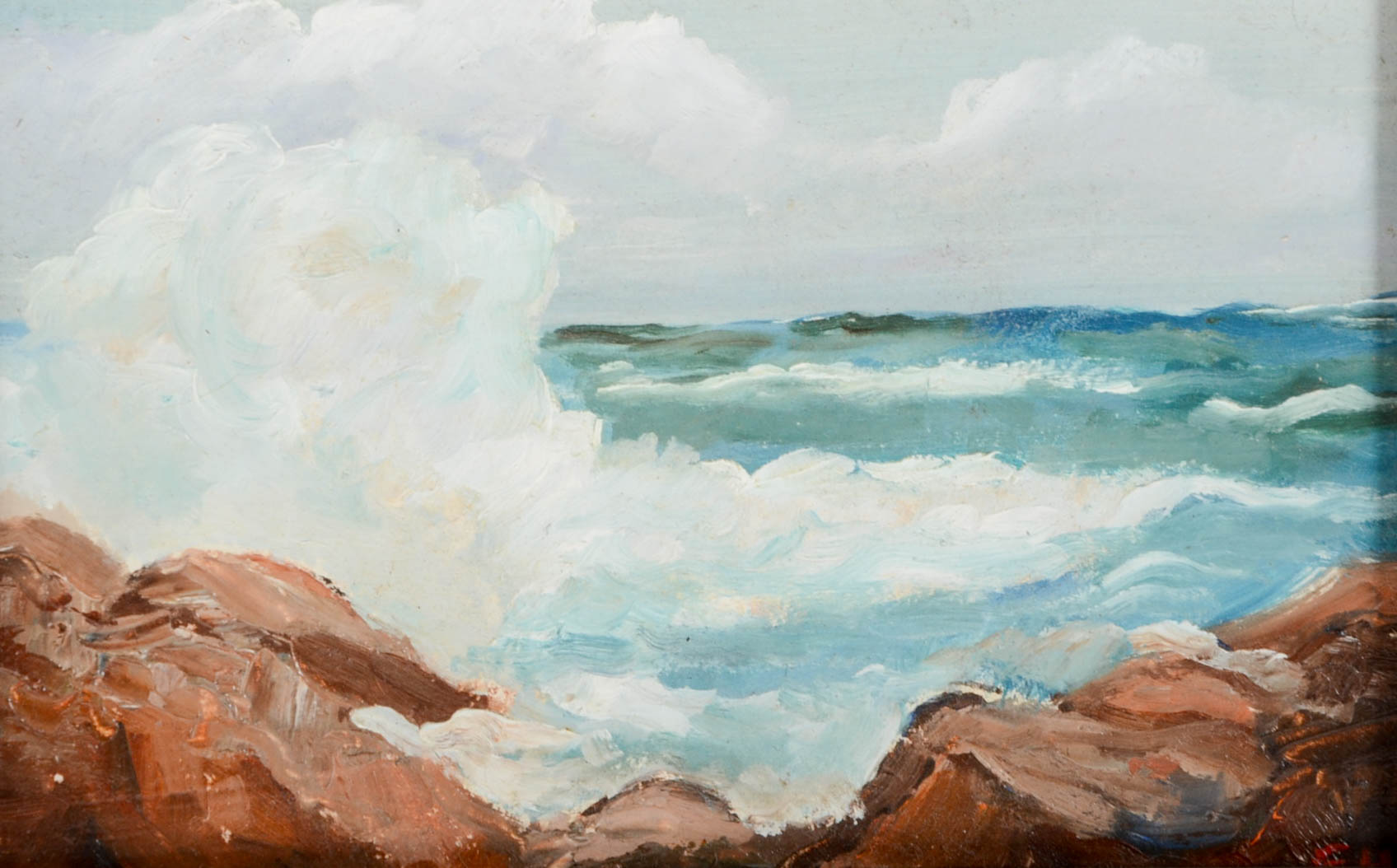 Frank Harmon Myers Original Oil Painting on Board "Pounding Surf"