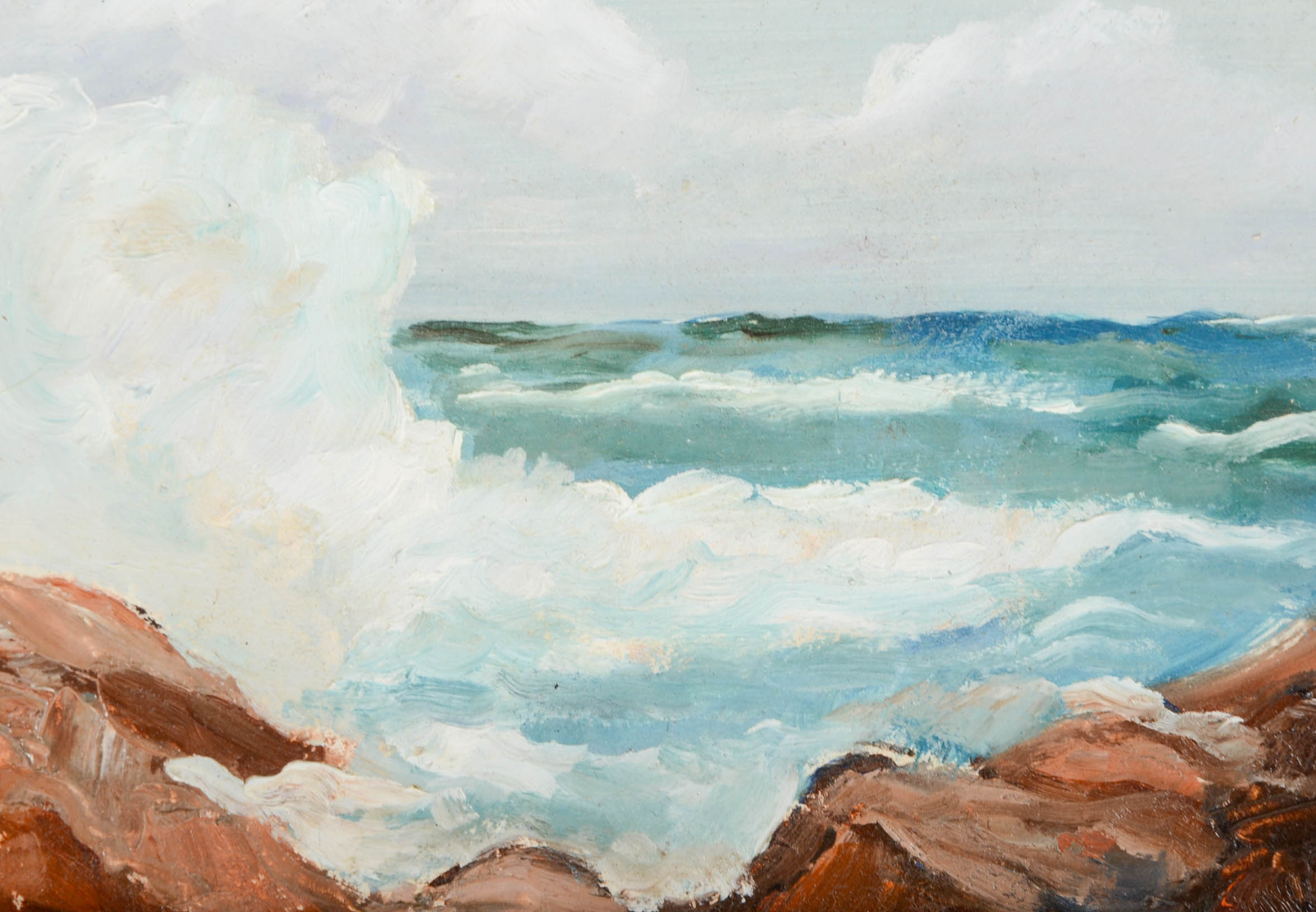 Frank Harmon Myers Original Oil Painting on Board "Pounding Surf"