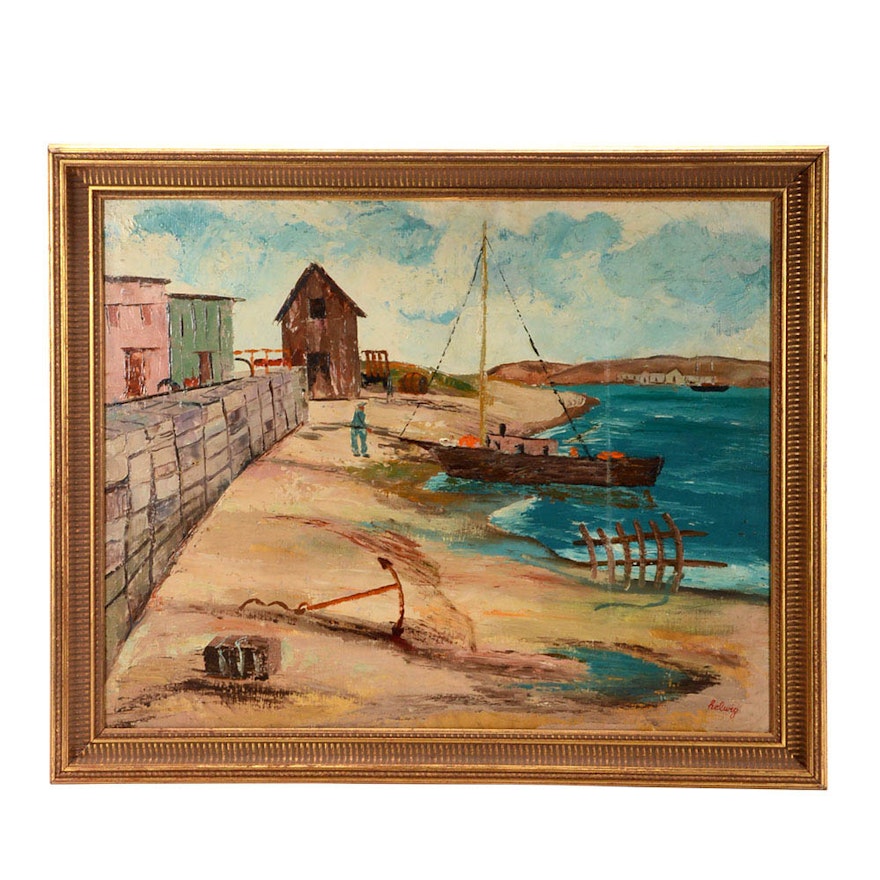 Arthur Helwig Original Coastal Oil Painting on Board