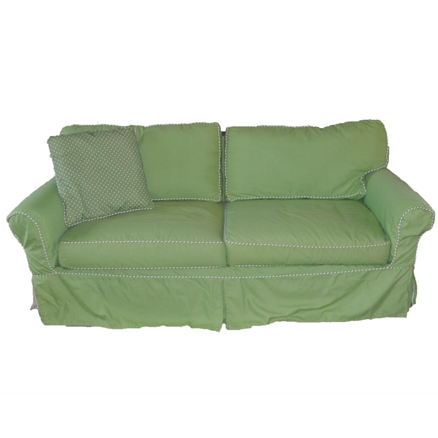 Sage Green Slip-Covered Sofa by Rowe Furniture