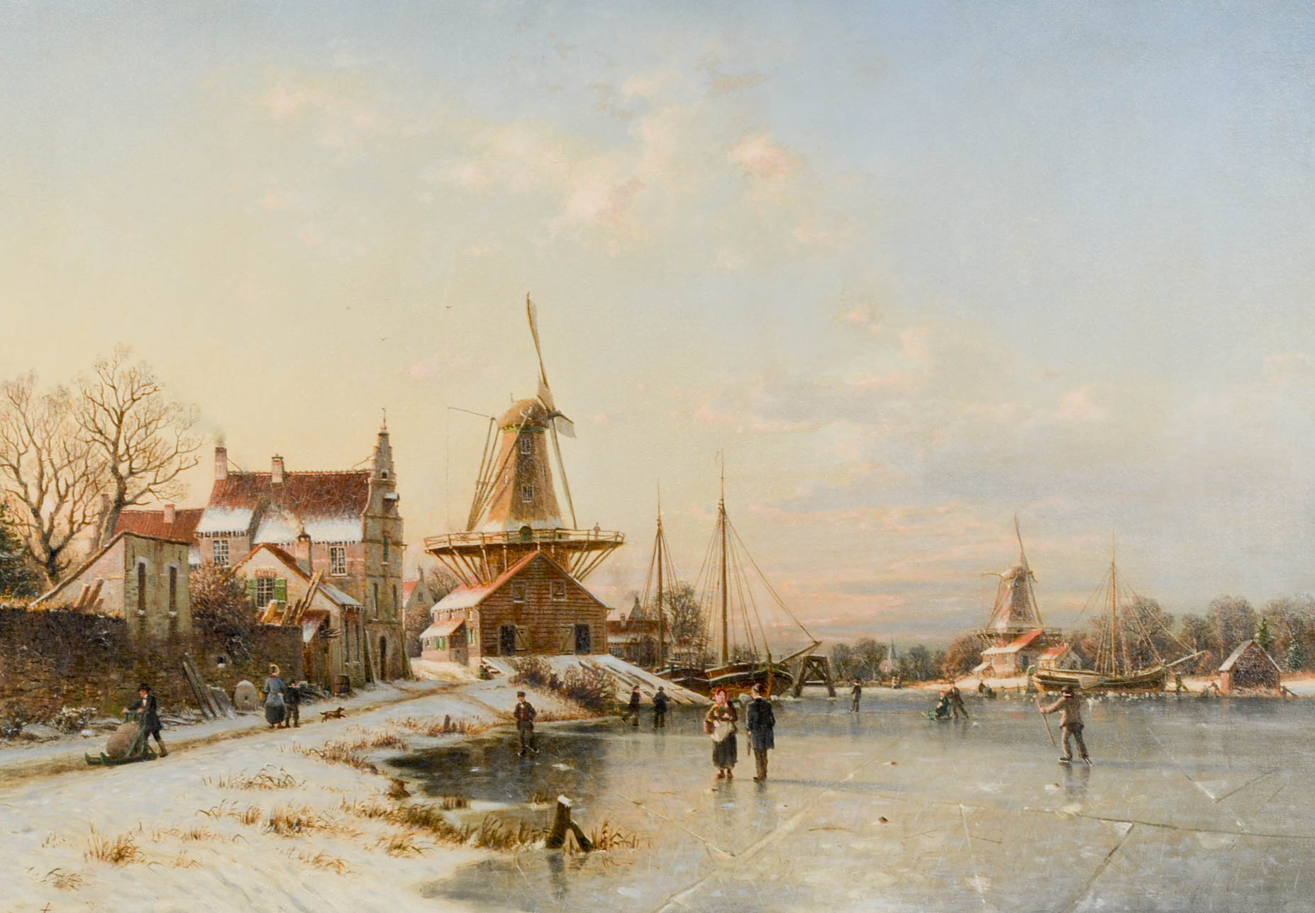 Johannes Duntze Original 1894 Dutch Landscape Oil on Canvas