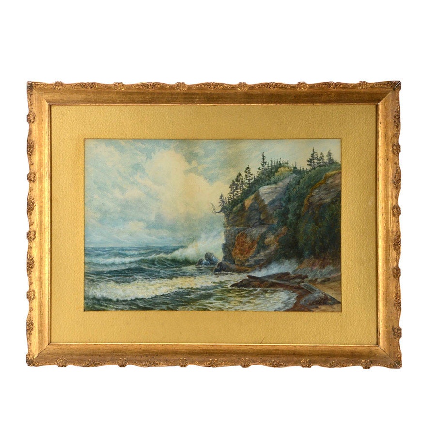 Original Watercolor on Paper of Northern Pacific Seascape