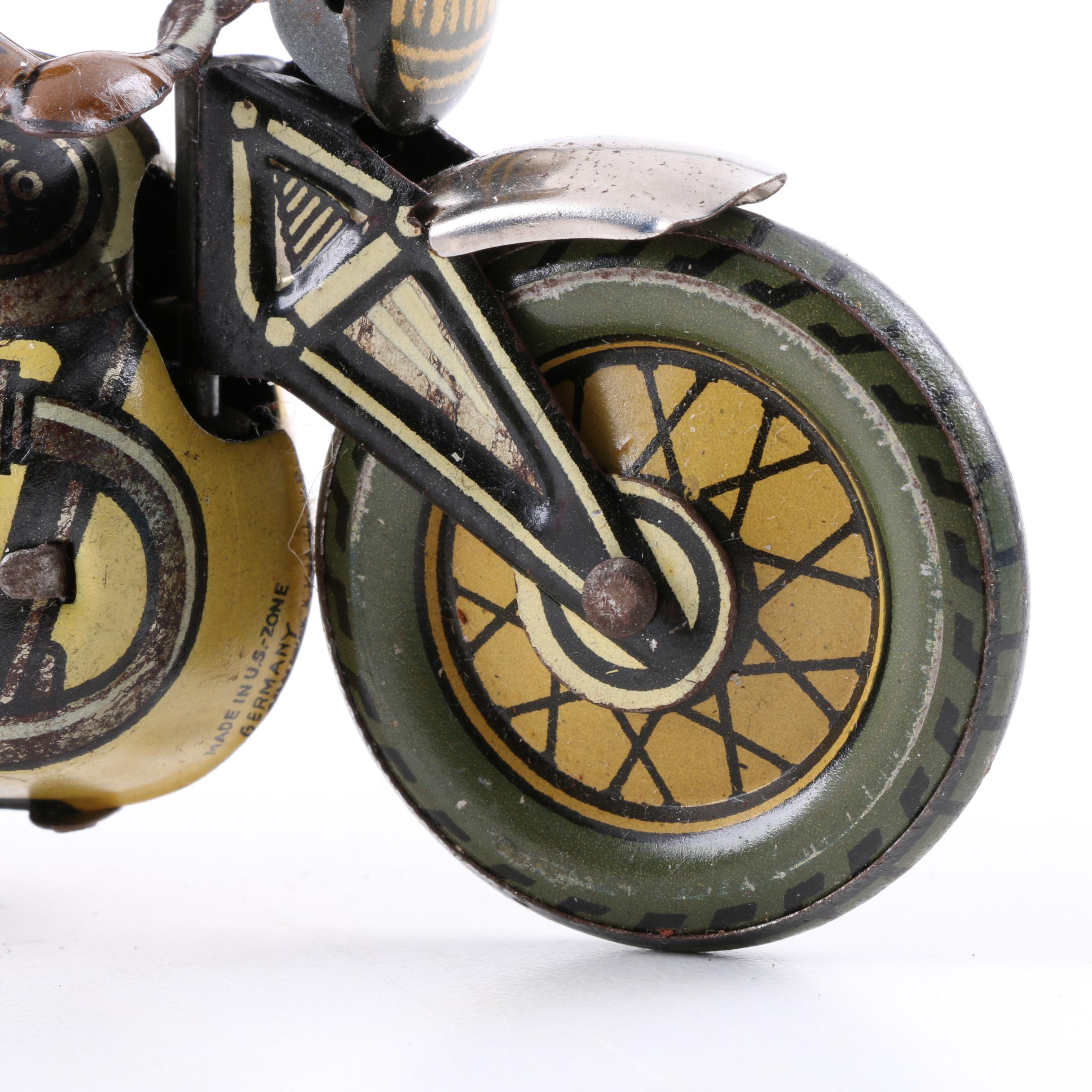 Clown and Motorcycle Vintage Tin Toys