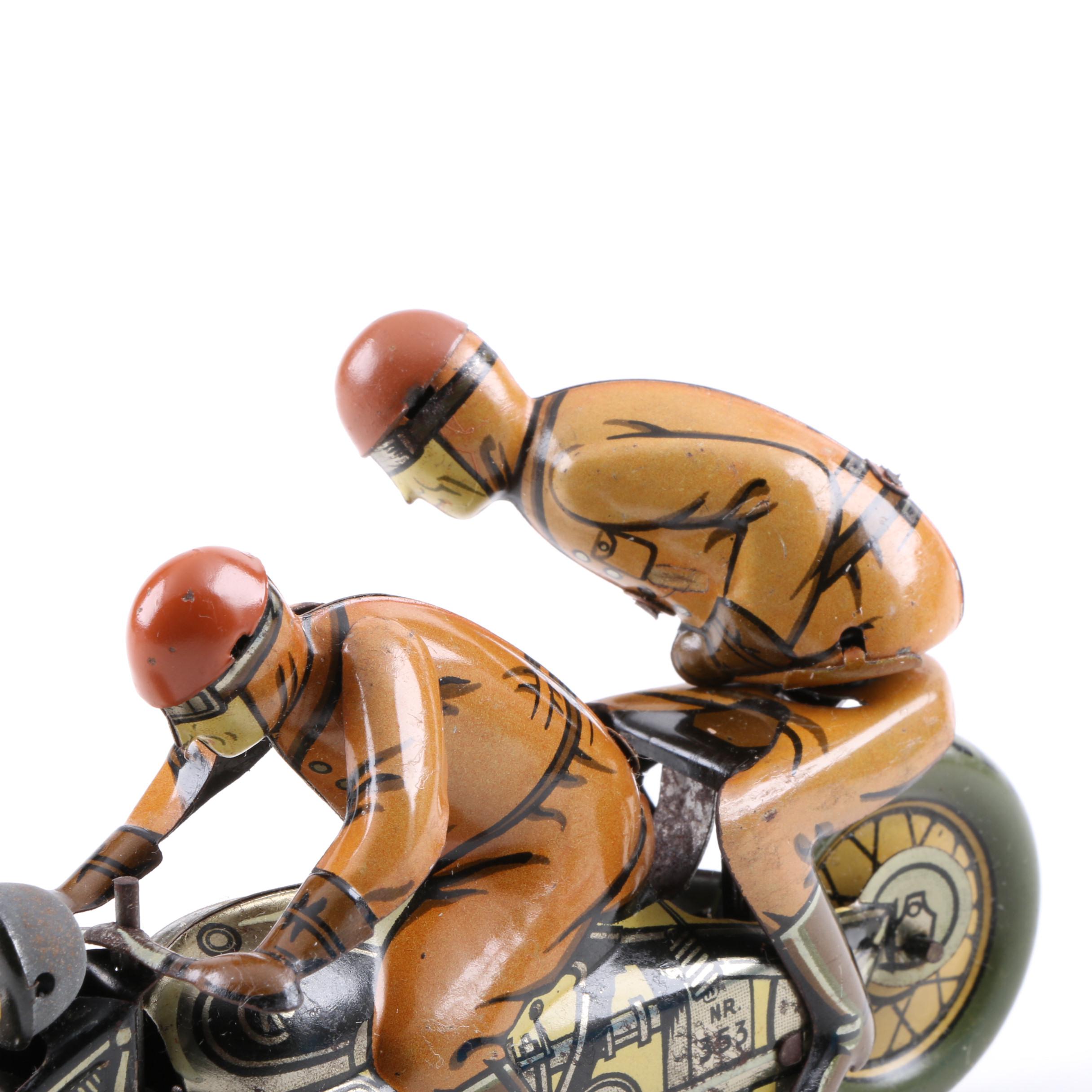 Clown and Motorcycle Vintage Tin Toys