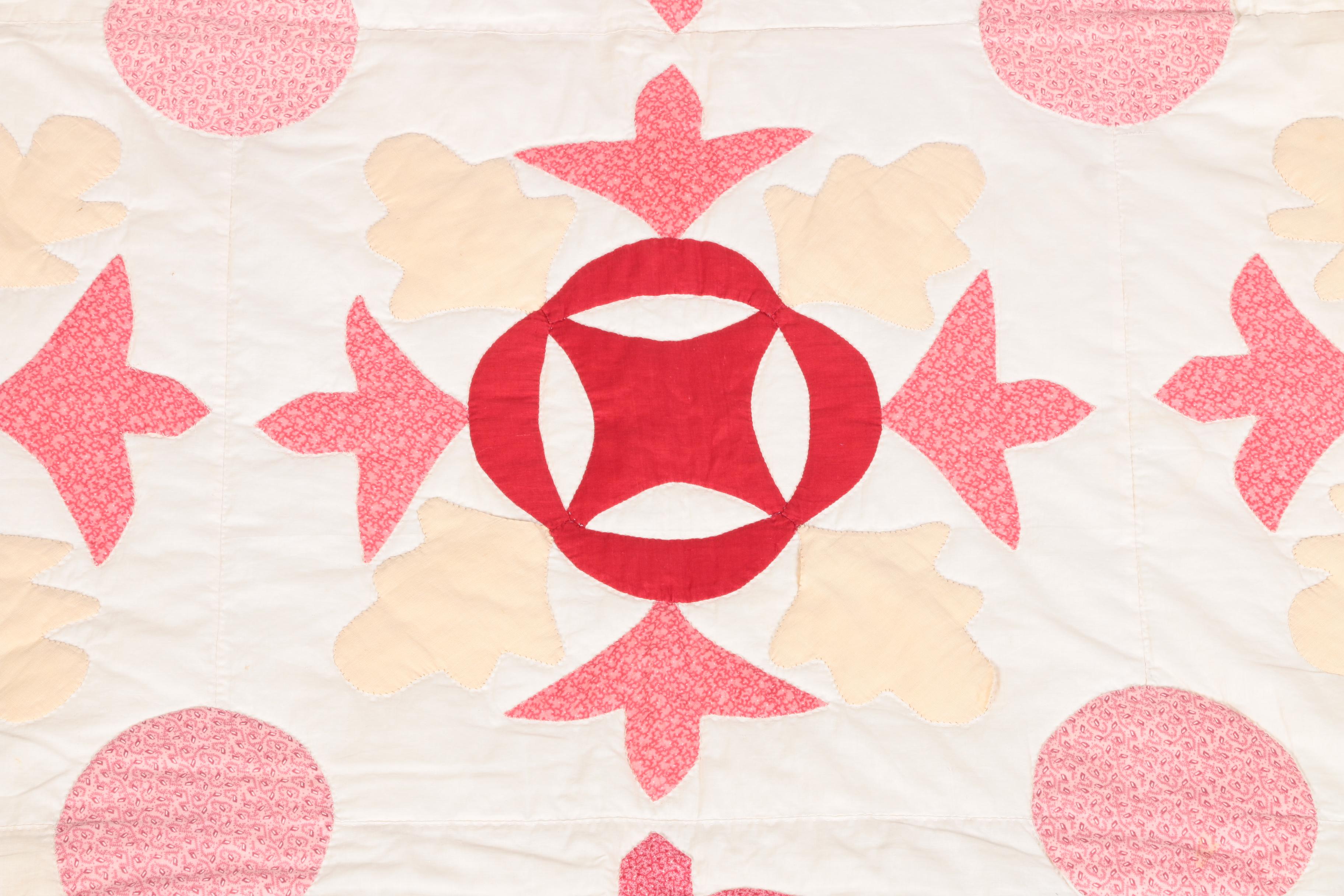 Hand Appliquéd "Whig Rose" Quilt