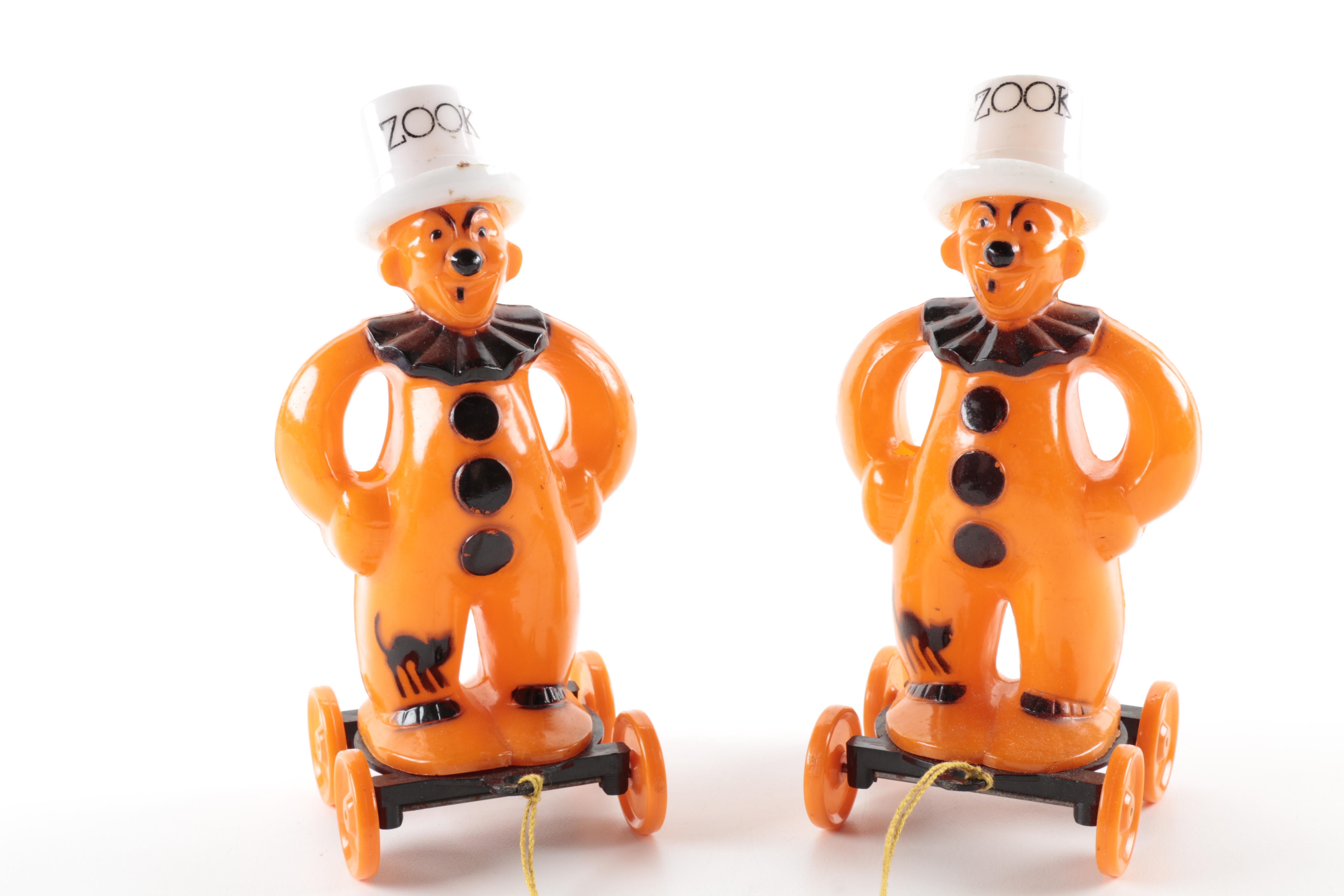 Vintage Zook the Clown Pull Toys and Halloween Decor