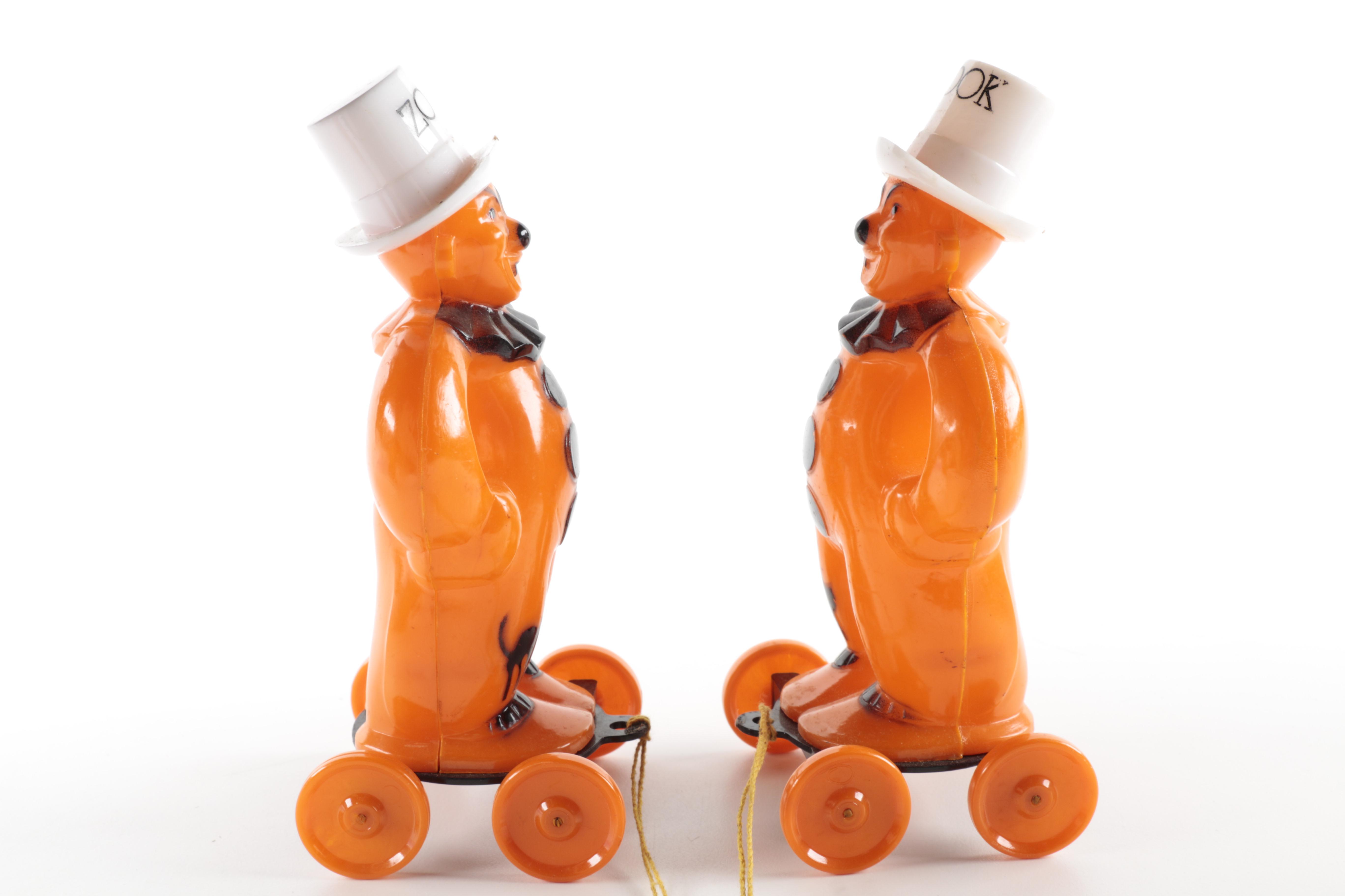Vintage Zook the Clown Pull Toys and Halloween Decor