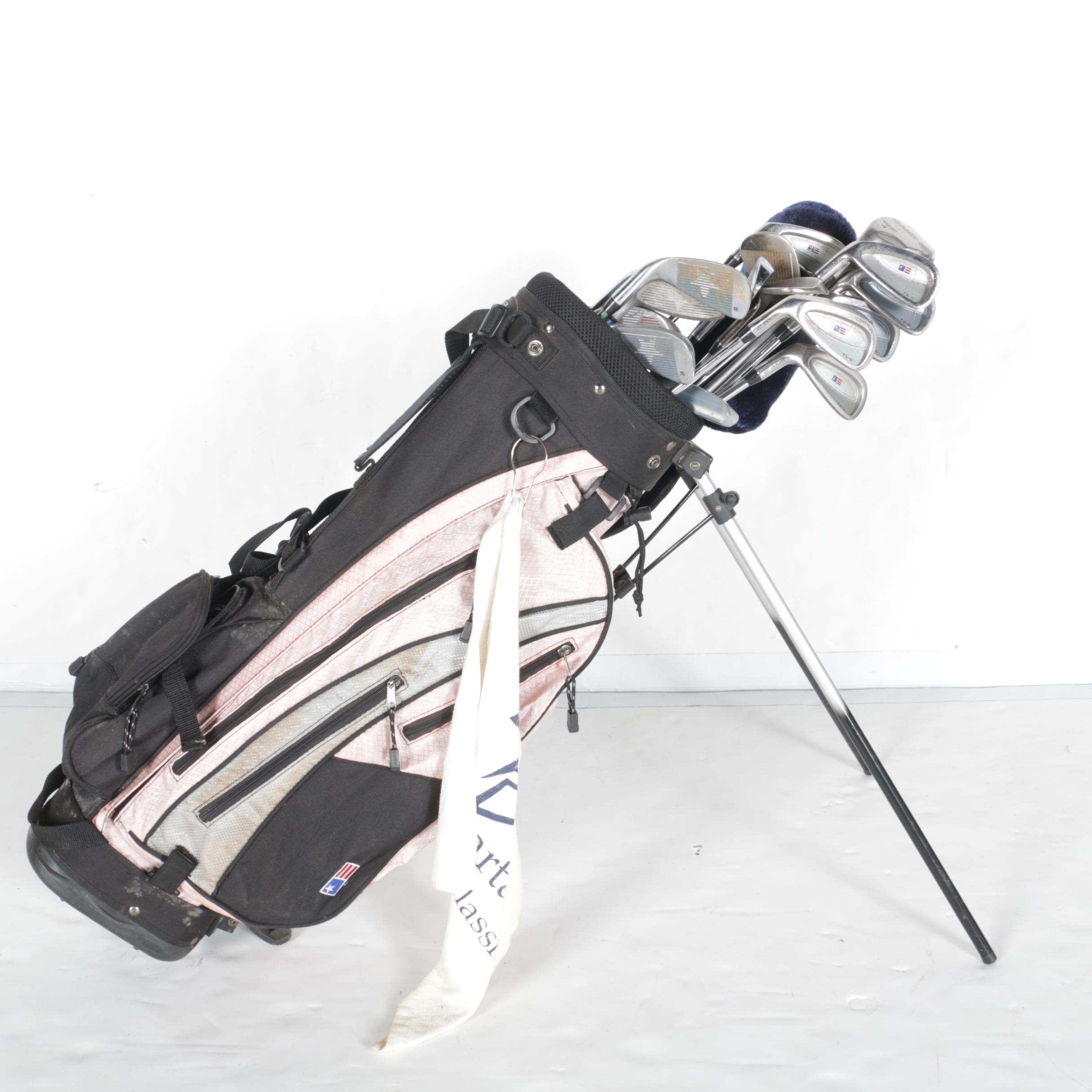 Set of Assorted Golf Clubs in Bag Including Tour Series 6