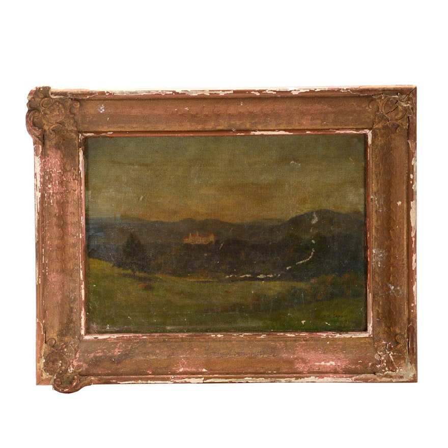 A.R. Janser Original 1821 Oil on Canvas European Landscape