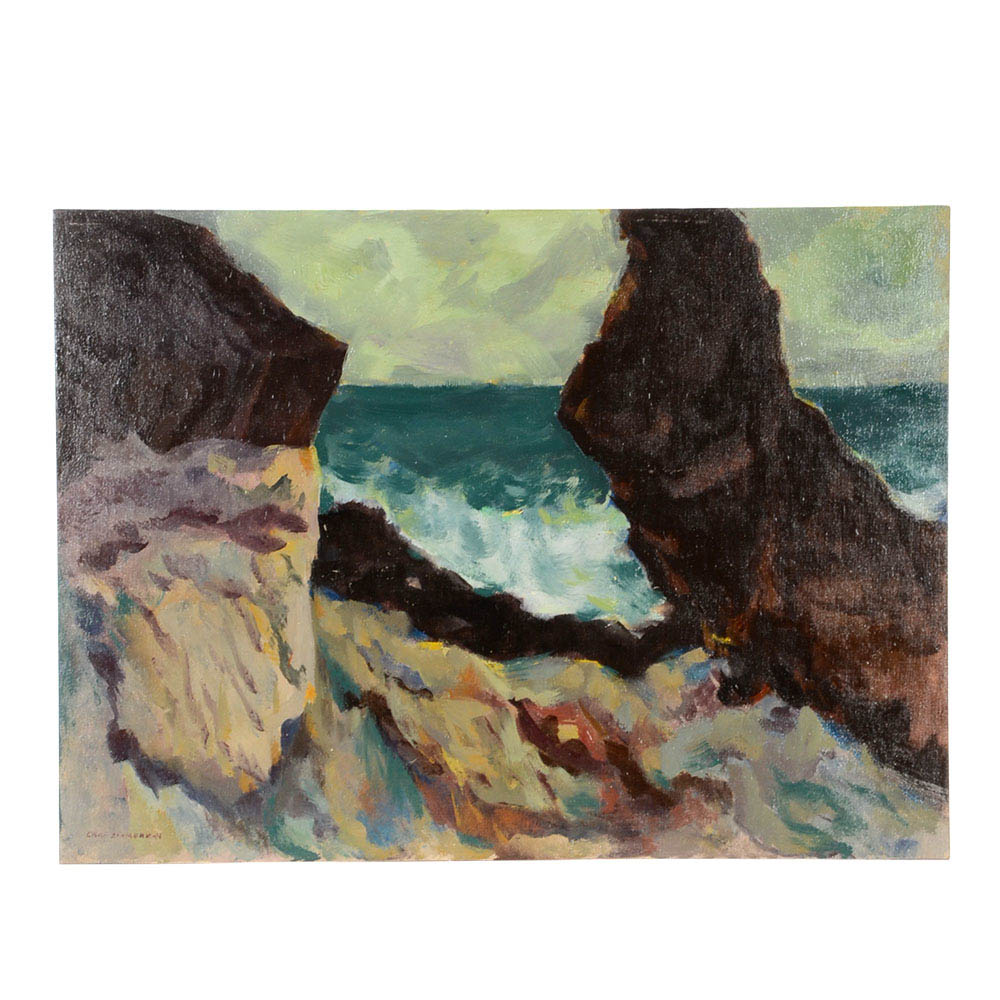 Carl Zimmerman Original Oil on Academy Board Seascape Painting