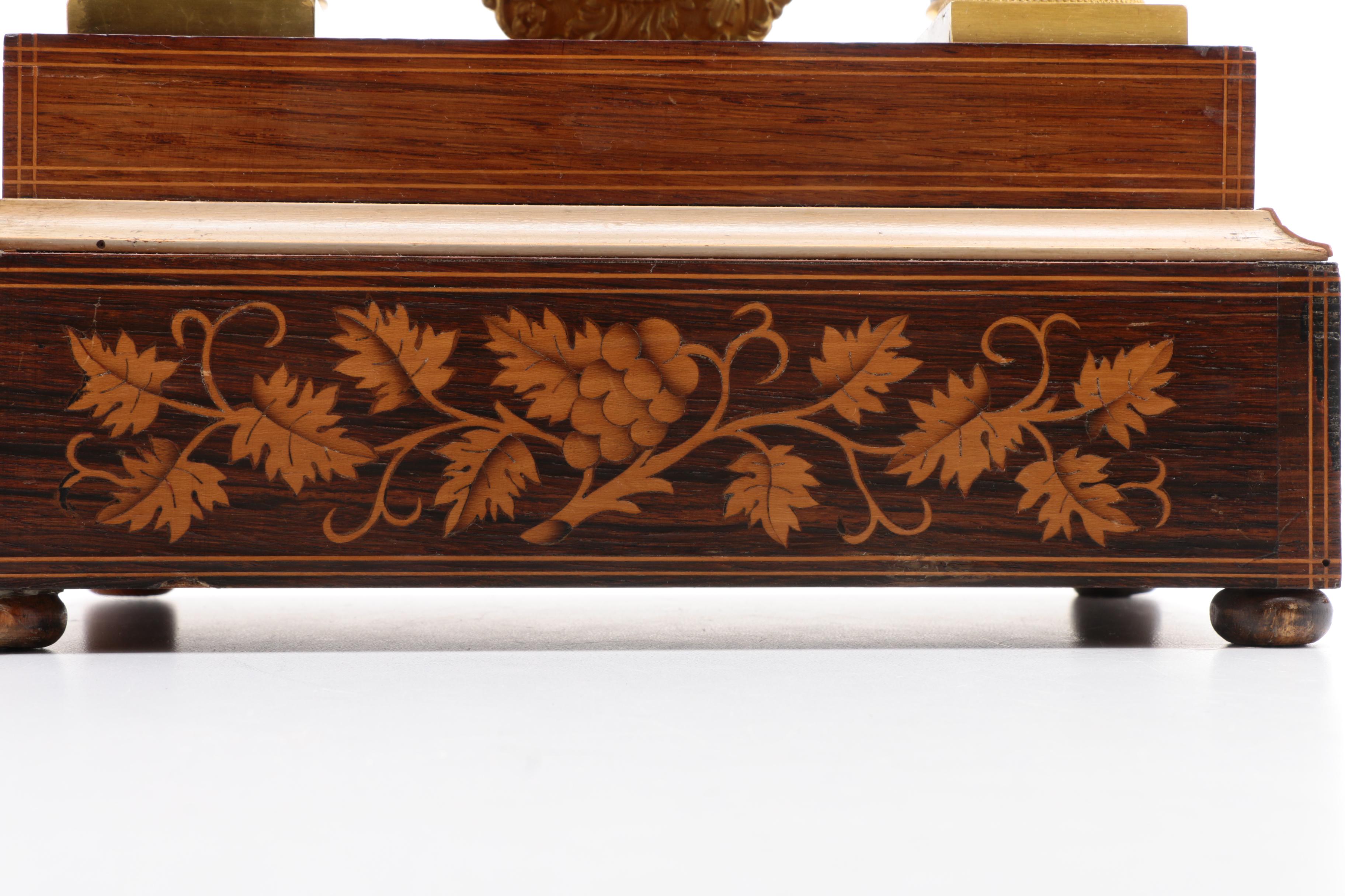 Antique Marquetry Portico Clock by Laine à Paris