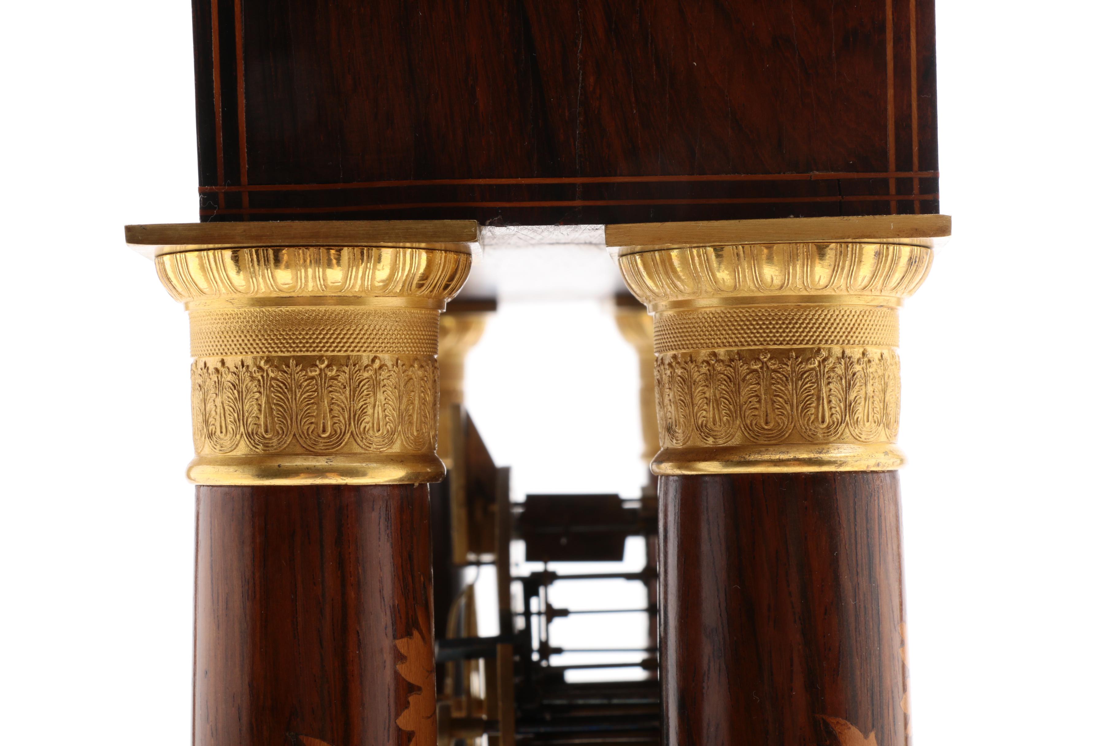 Antique Marquetry Portico Clock by Laine à Paris