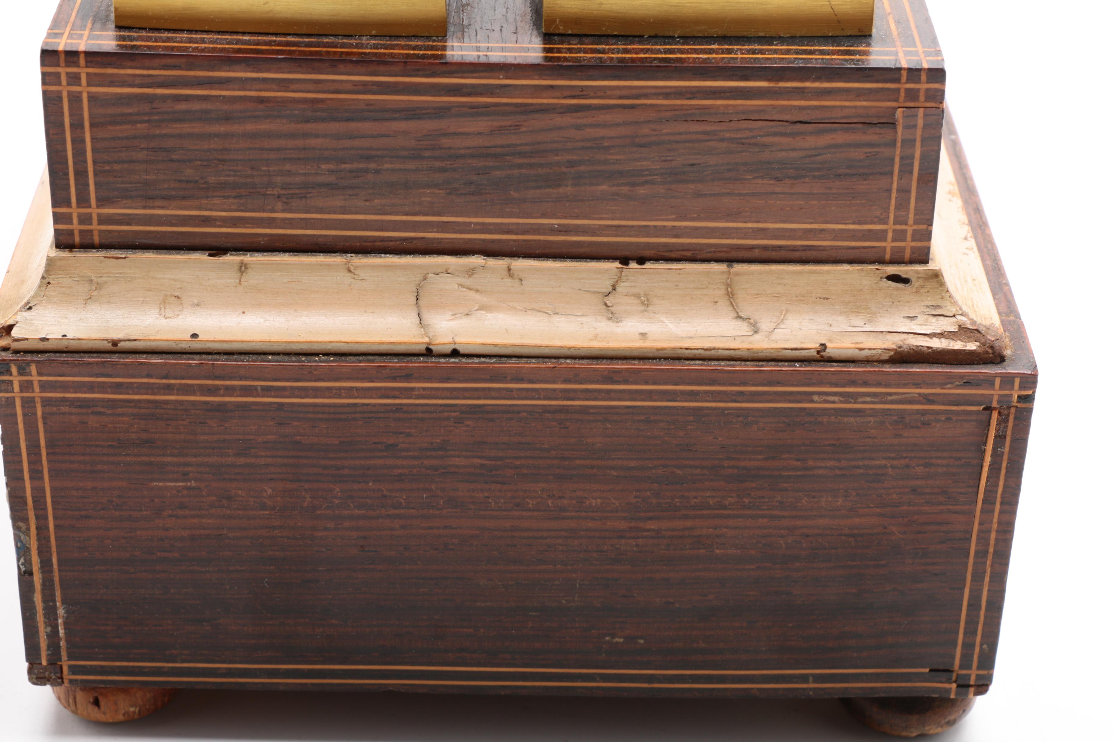 Antique Marquetry Portico Clock by Laine à Paris