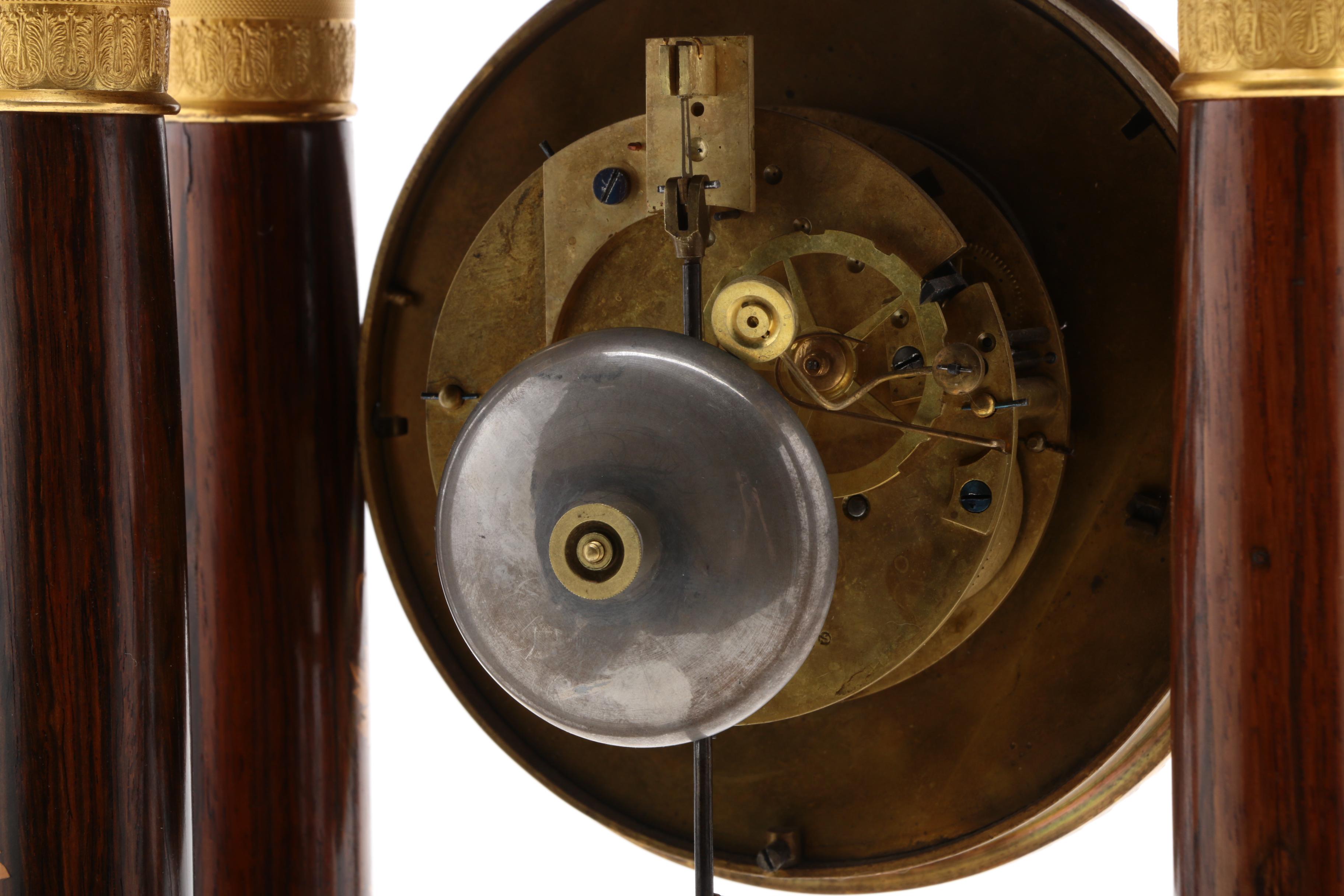 Antique Marquetry Portico Clock by Laine à Paris