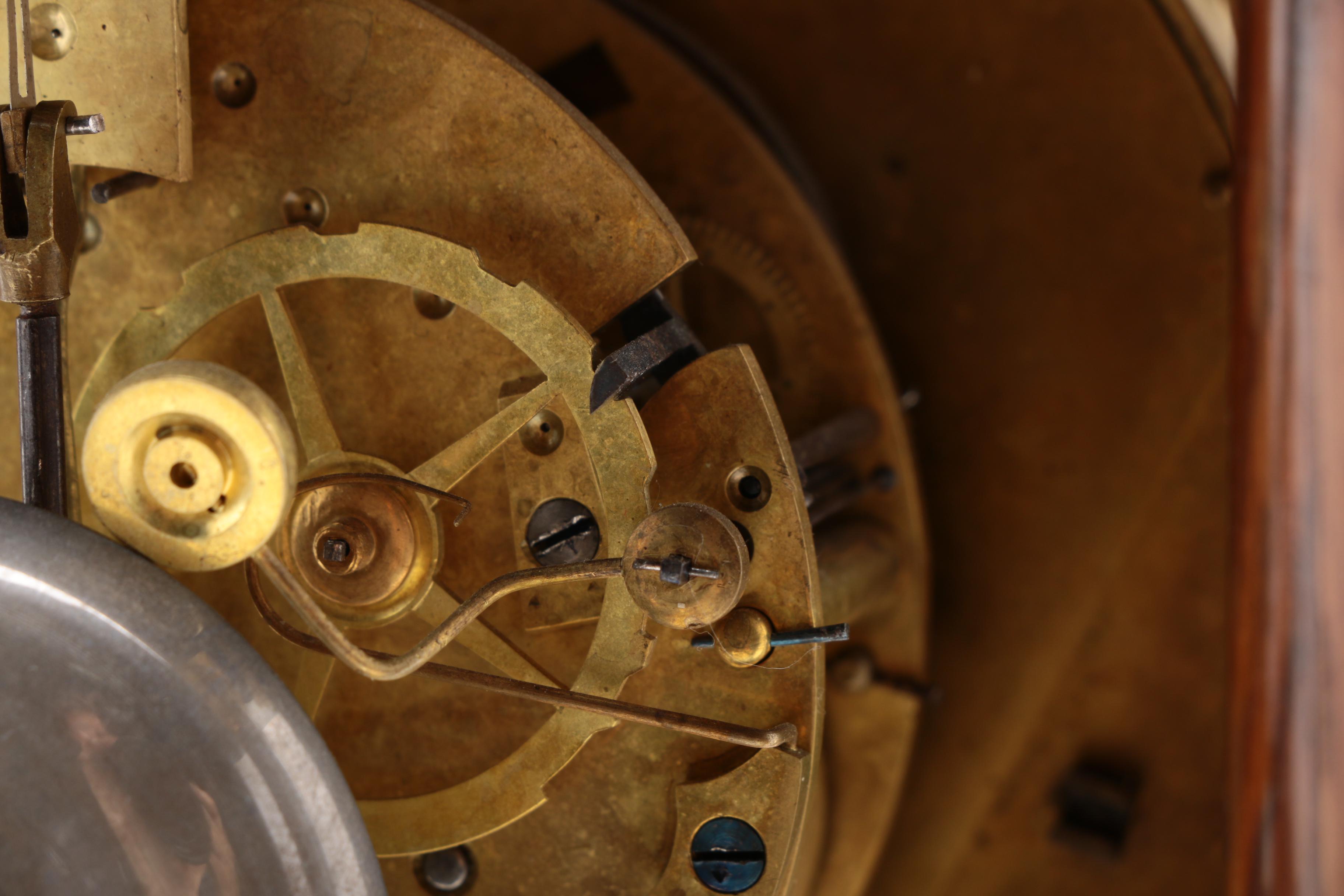 Antique Marquetry Portico Clock by Laine à Paris