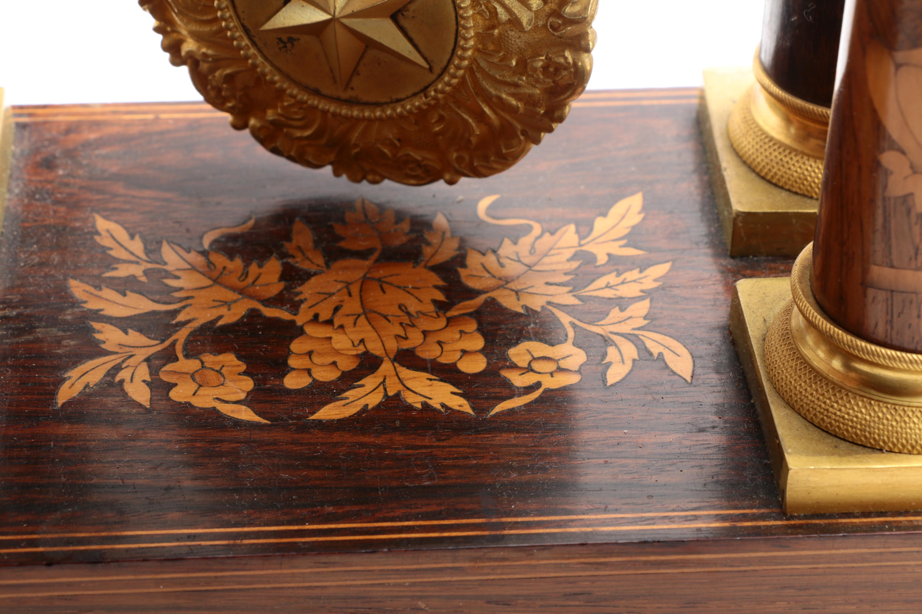 Antique Marquetry Portico Clock by Laine à Paris