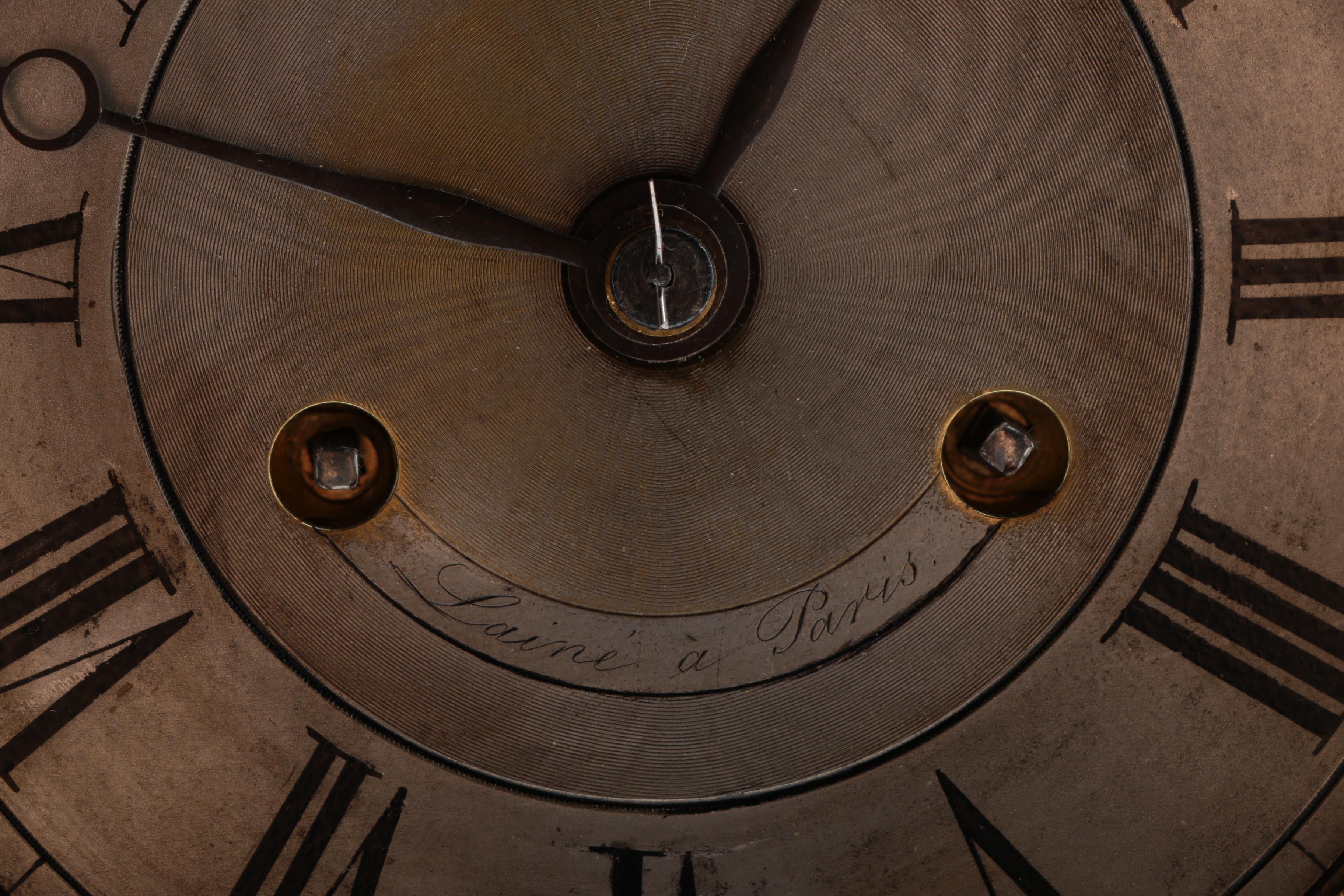 Antique Marquetry Portico Clock by Laine à Paris