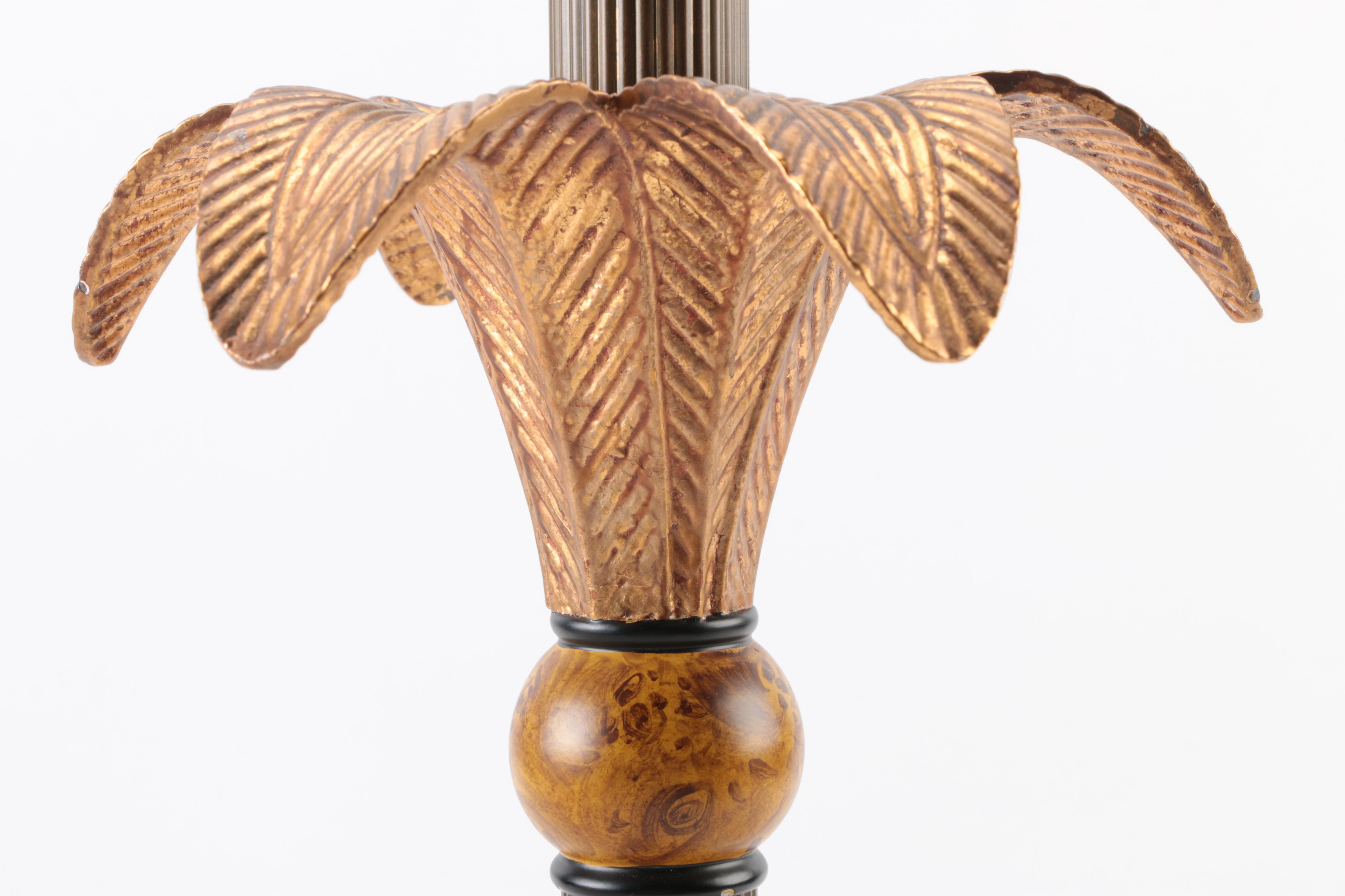 Wood and Metal Floral Shaped Table Lamp