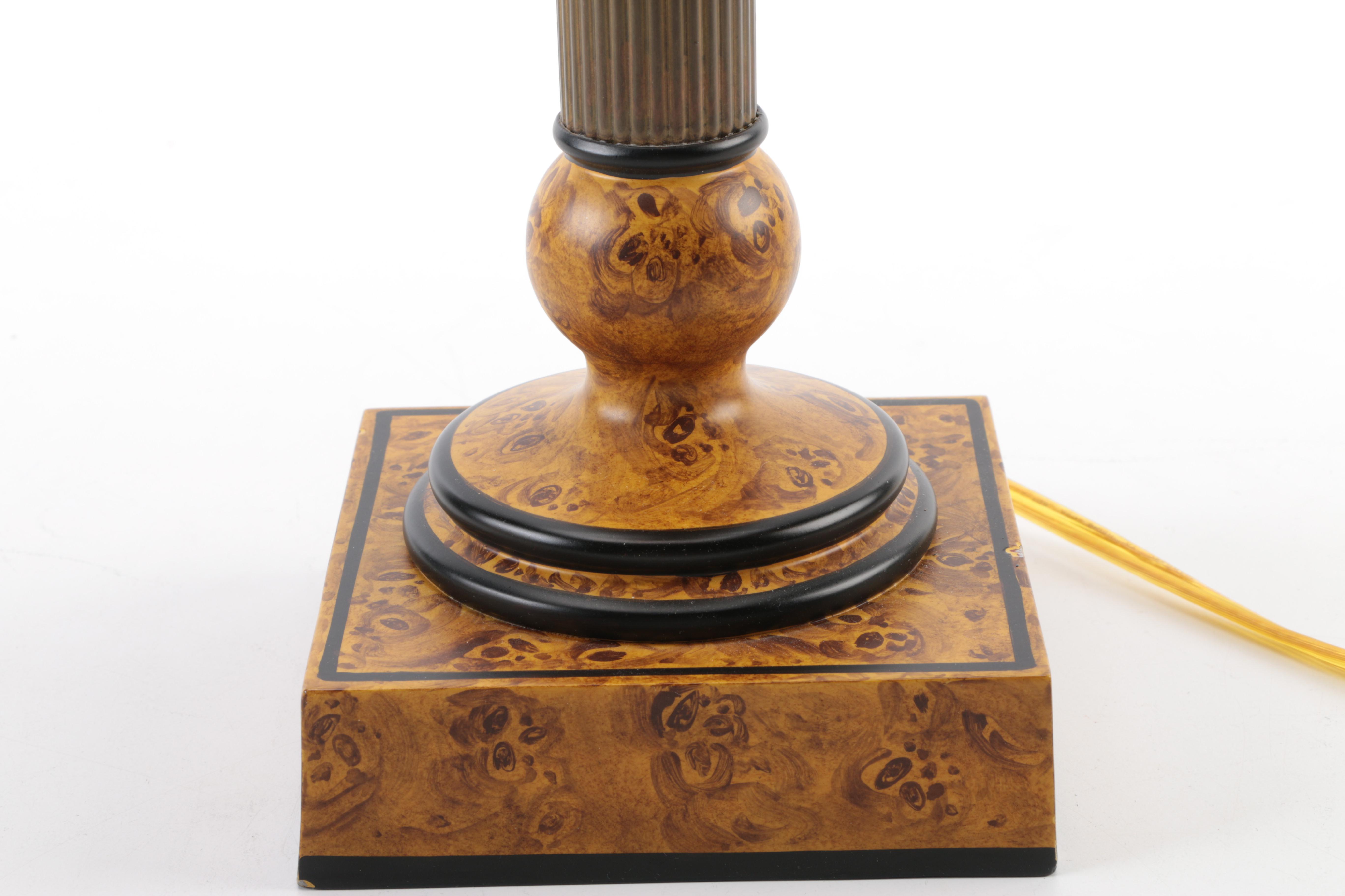 Wood and Metal Floral Shaped Table Lamp