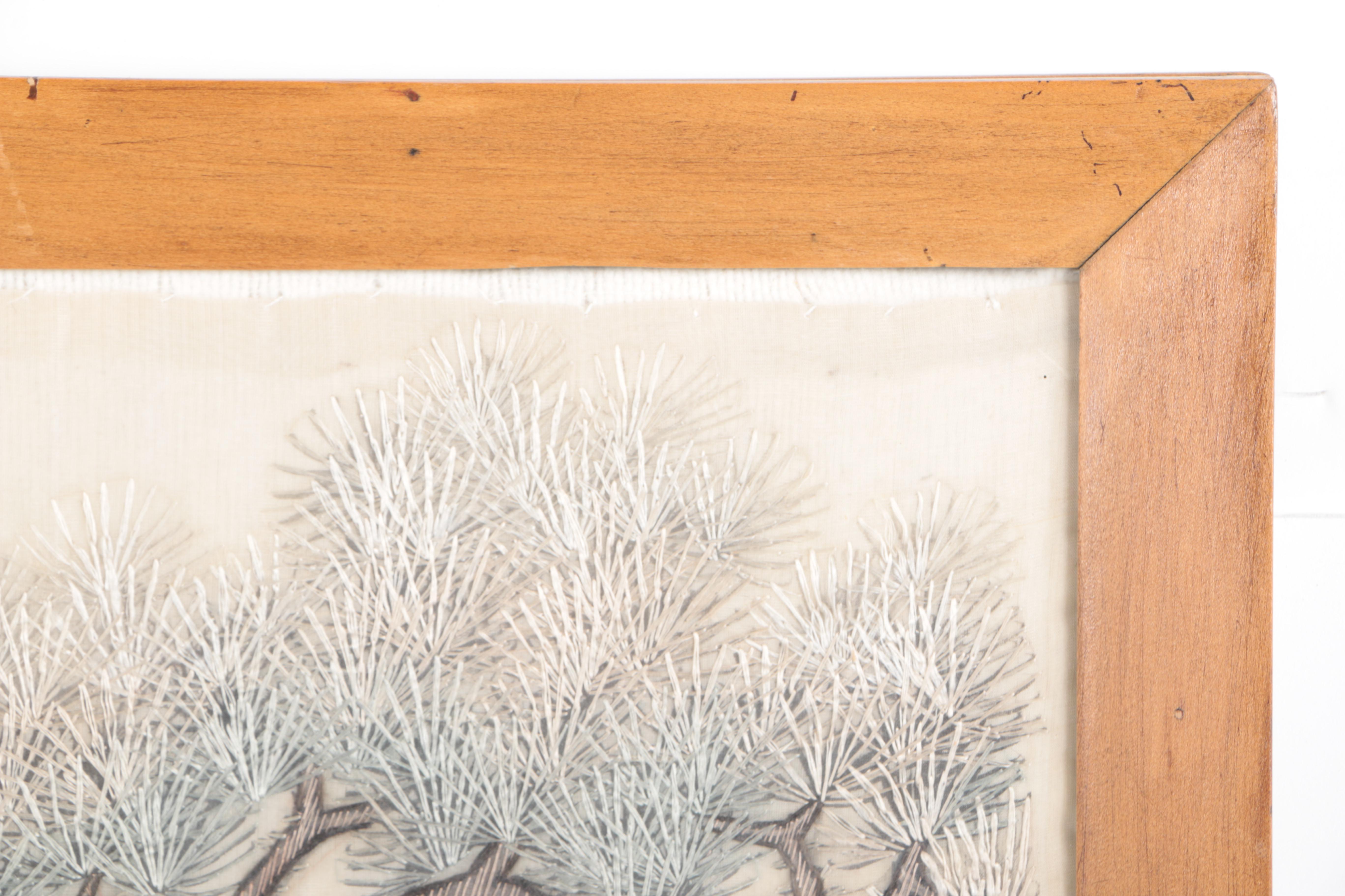 East Asian Embroidery on Silk of Wooded Scene