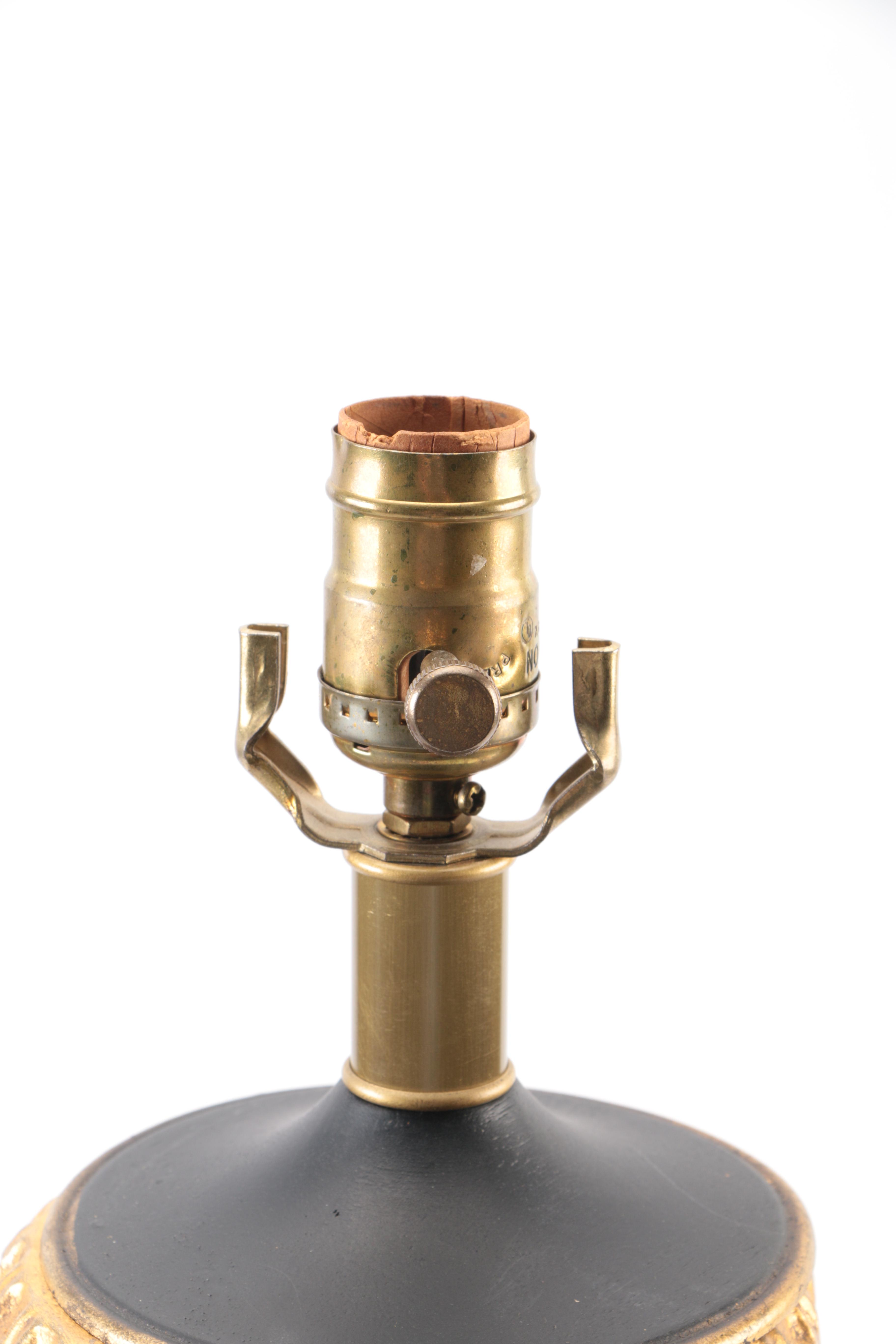 Acanthus Leaf and Gilded Lamp with Black Lampshade