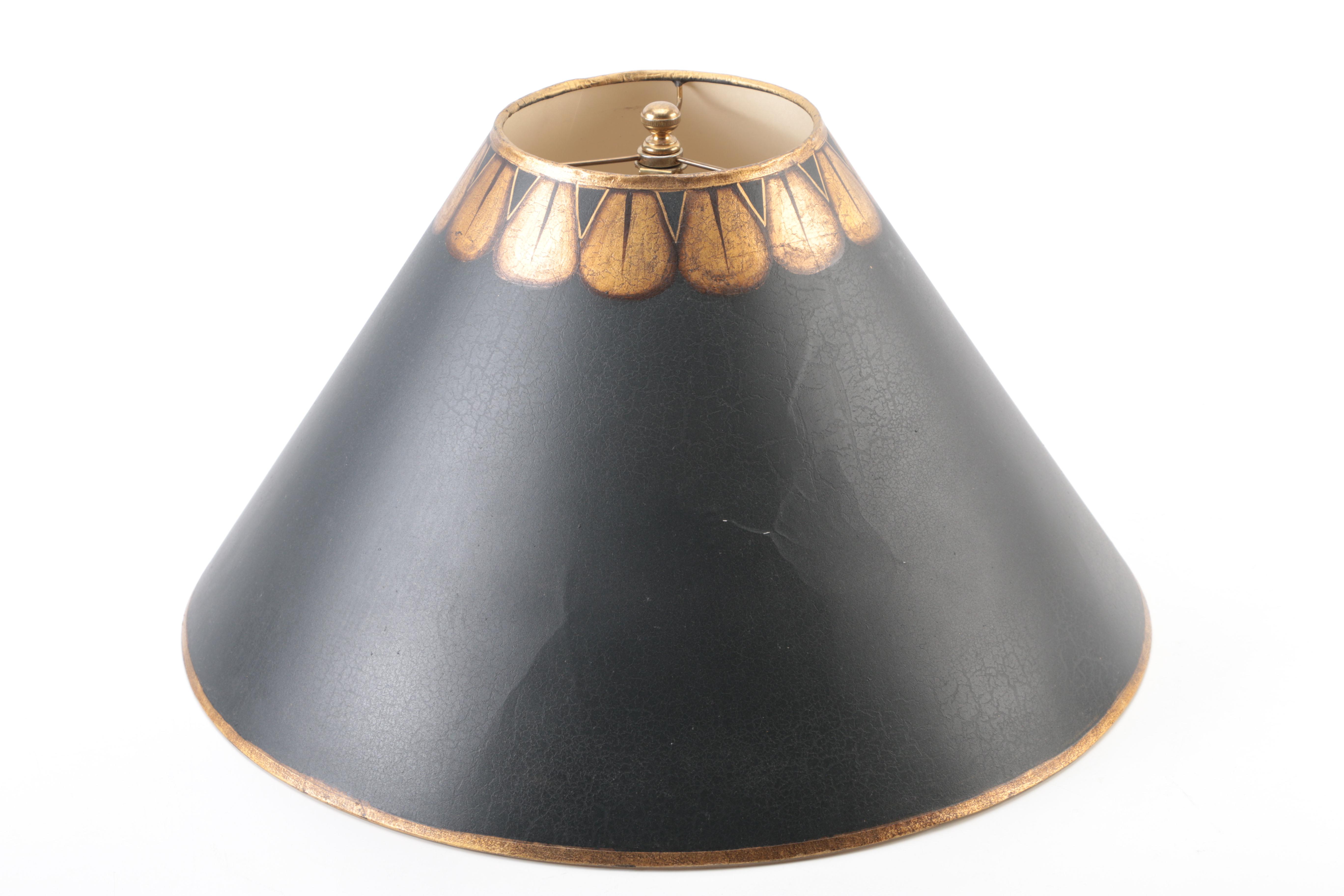Acanthus Leaf and Gilded Lamp with Black Lampshade