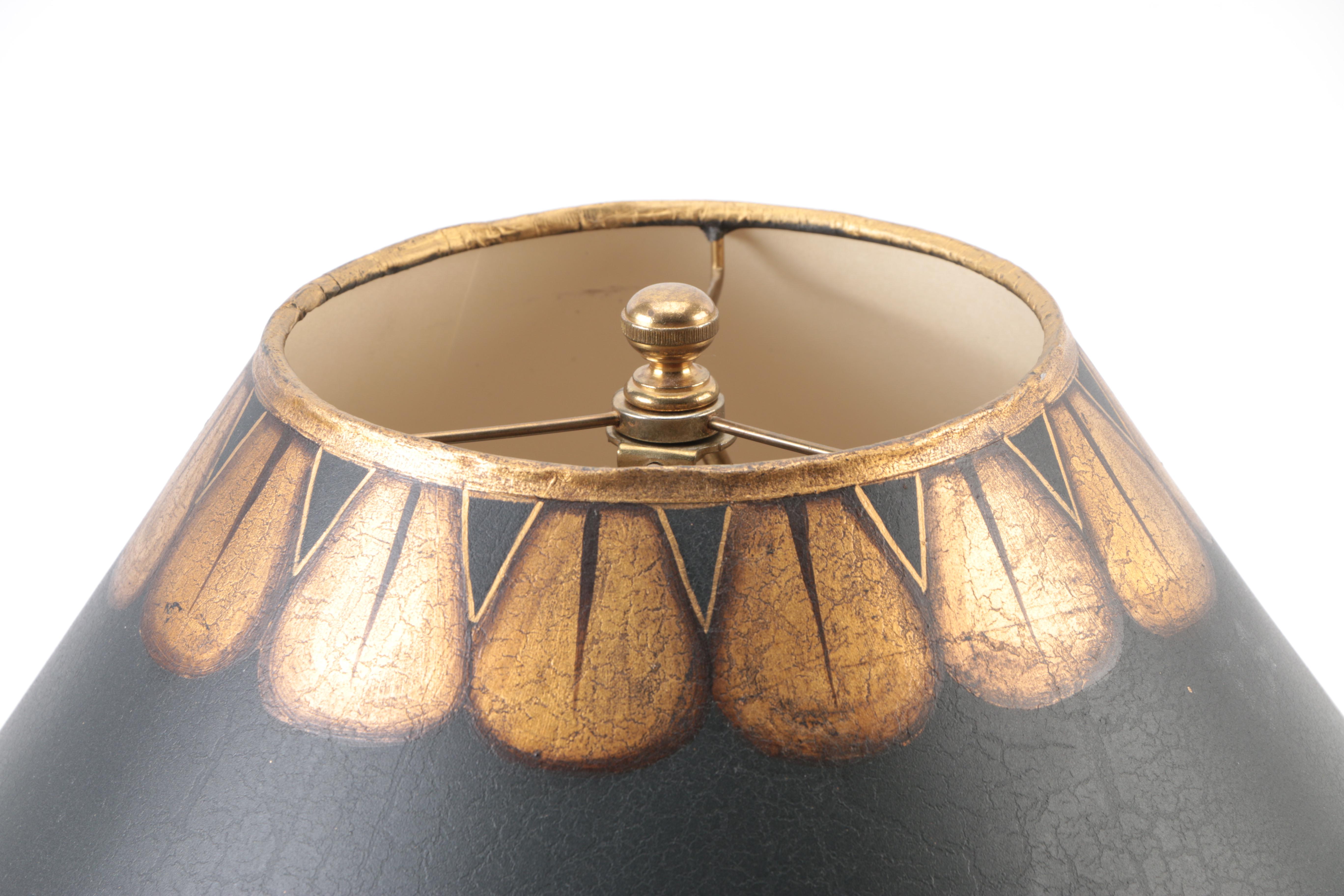 Acanthus Leaf and Gilded Lamp with Black Lampshade