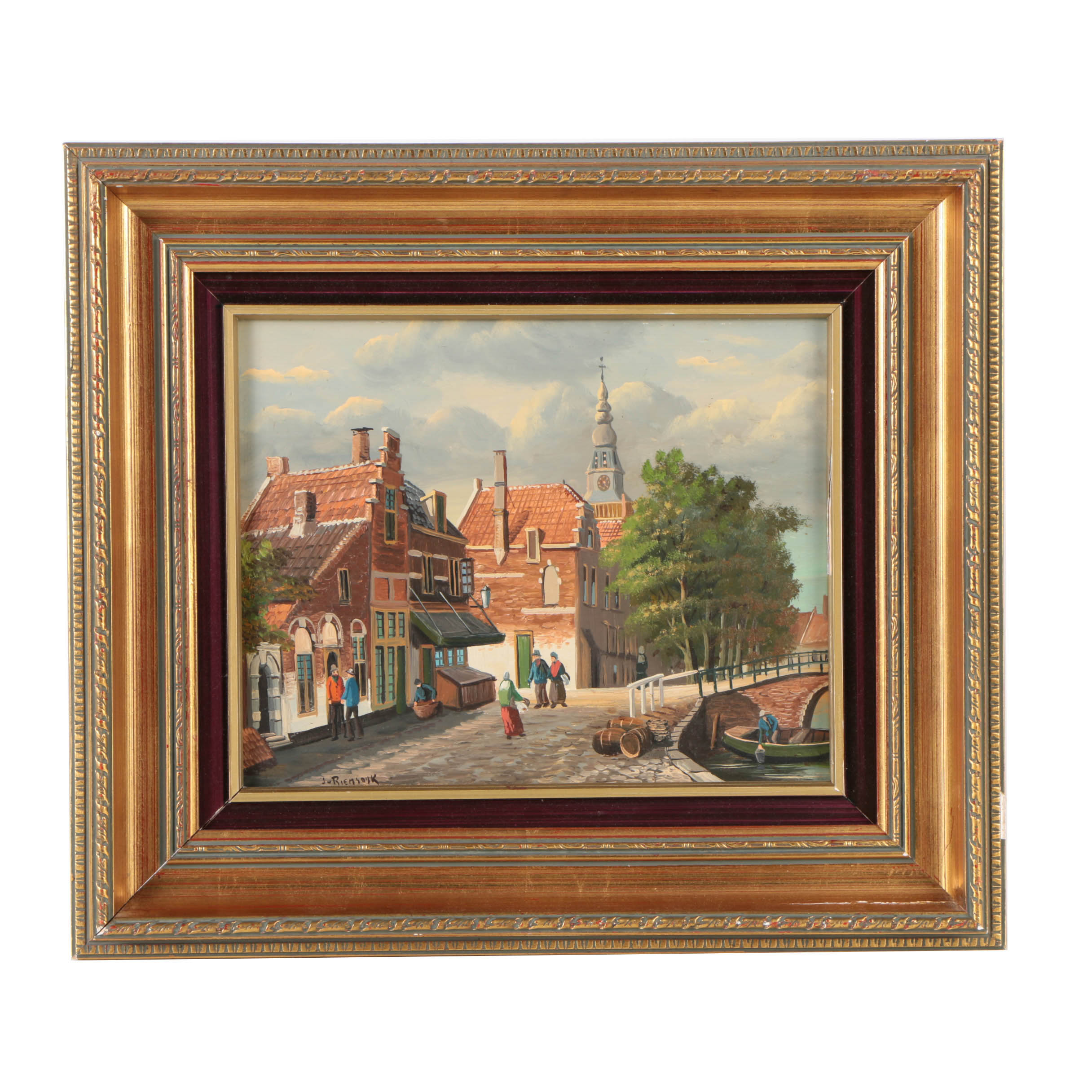 J. Van Riemsdyk Oil Painting on Board of Amsterdam
