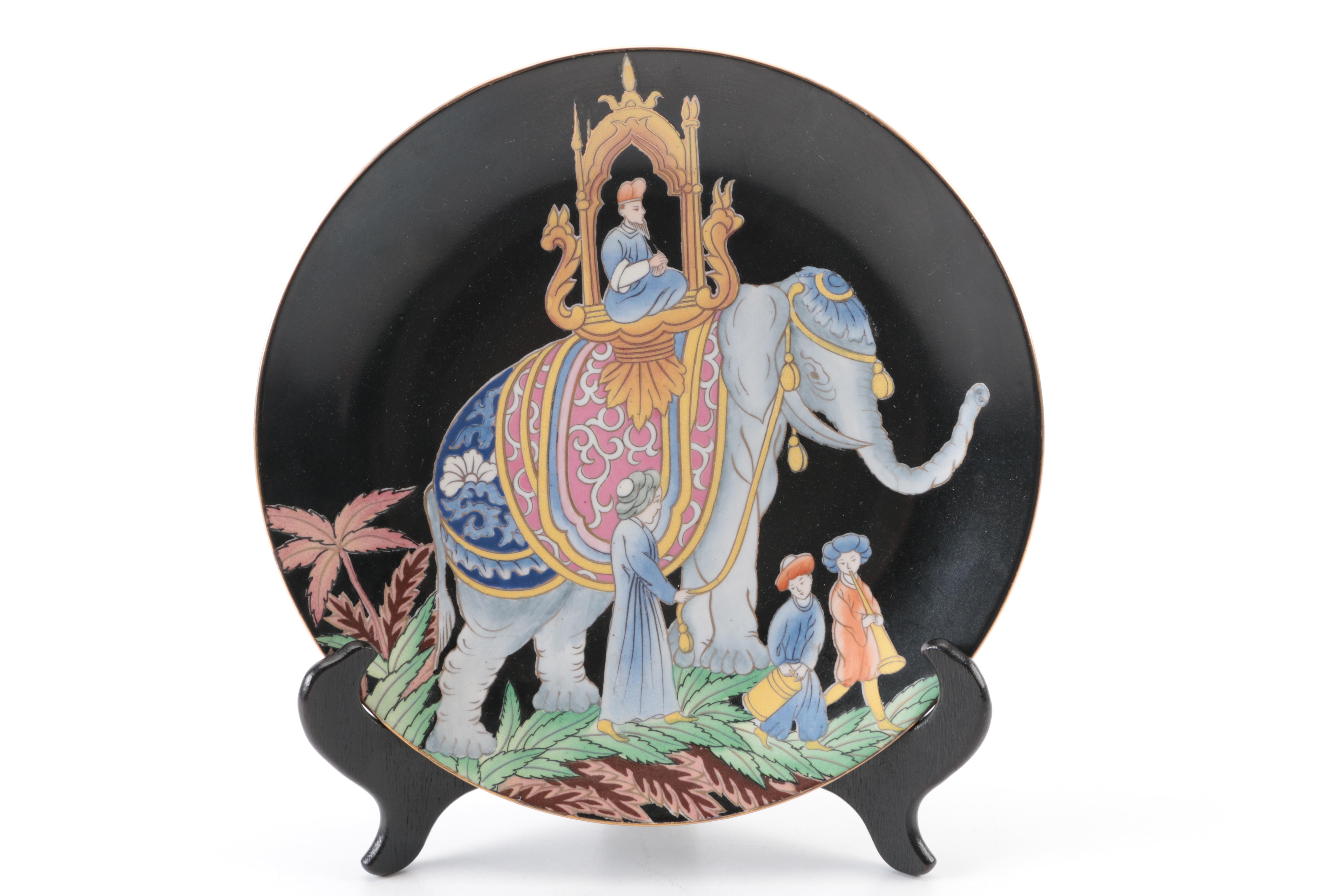 Indian Inspired Round Decorative Plate with Stand