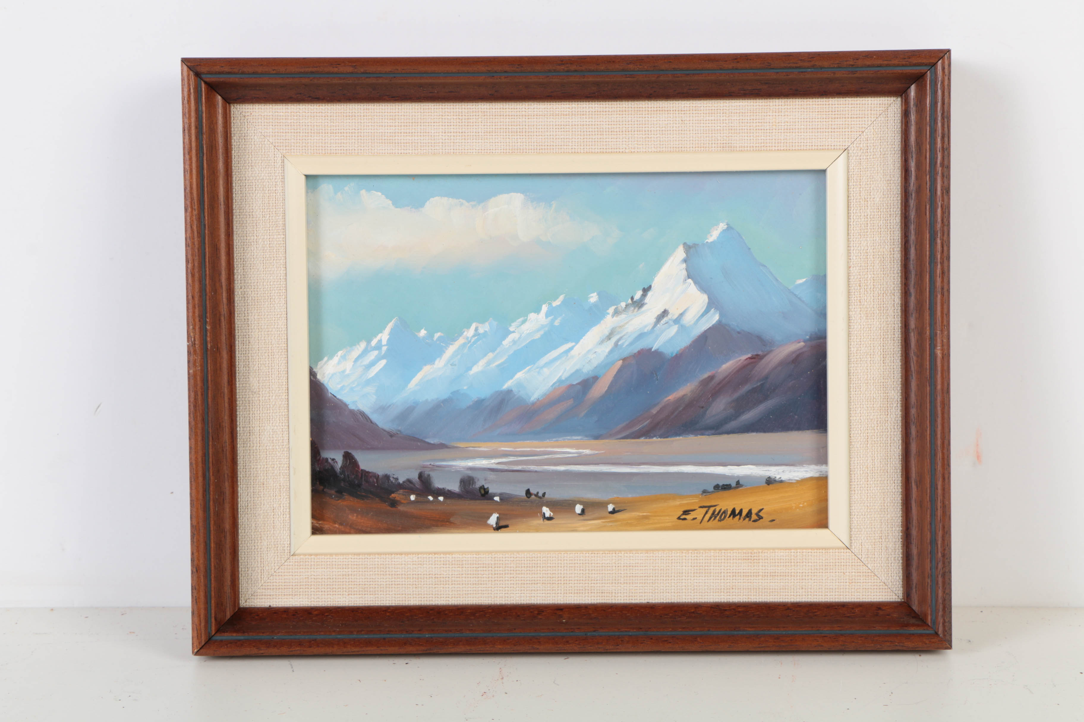 E.J. Thomas Oil Paintings on Board "Mount Cook" and "Humboldt Mountains"