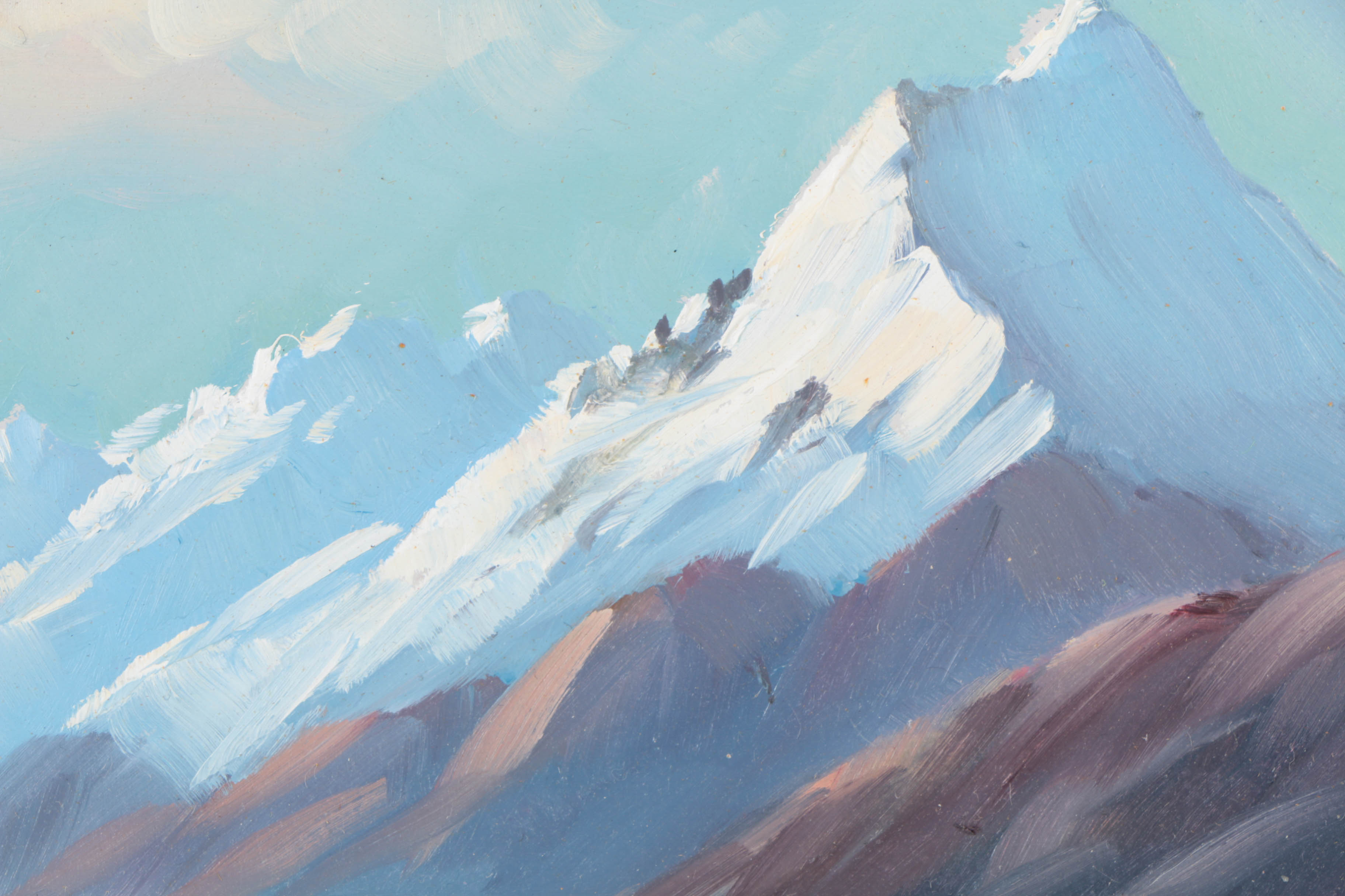 E.J. Thomas Oil Paintings on Board "Mount Cook" and "Humboldt Mountains"