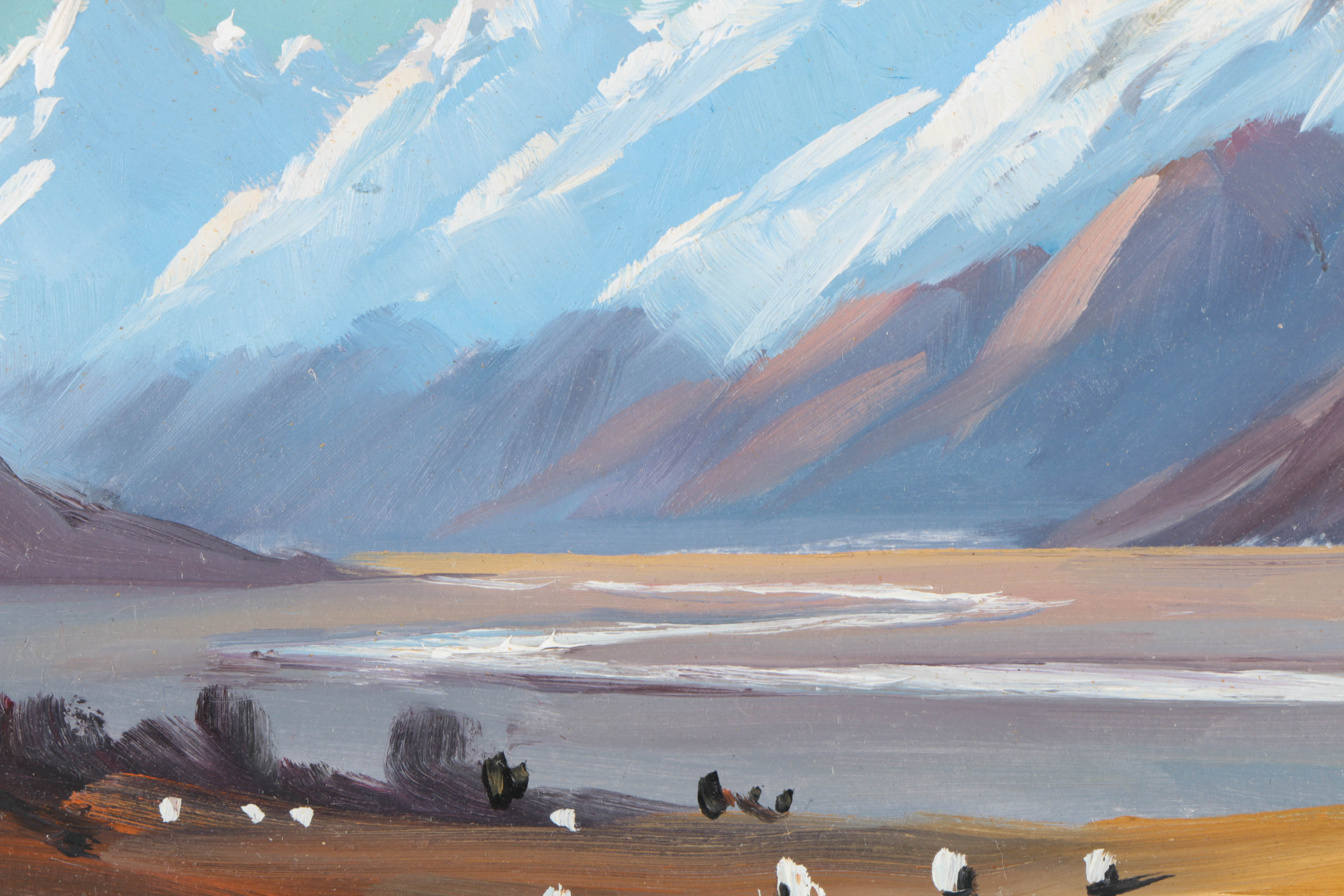 E.J. Thomas Oil Paintings on Board "Mount Cook" and "Humboldt Mountains"