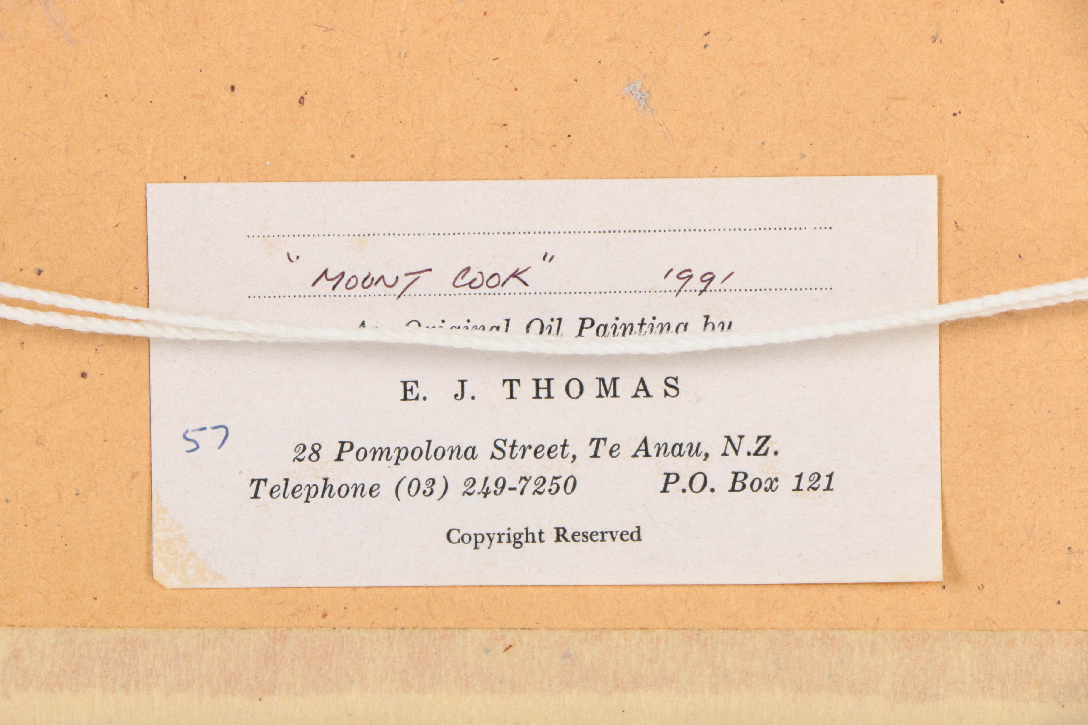 E.J. Thomas Oil Paintings on Board "Mount Cook" and "Humboldt Mountains"